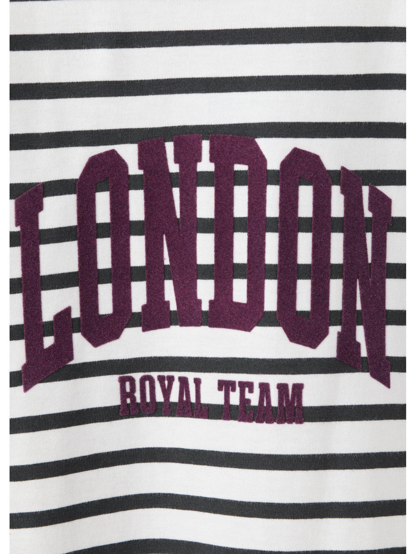 Image 4 of 4 of Mango Girls London Stripe Long Sleeve Tshirt - Dark Grey