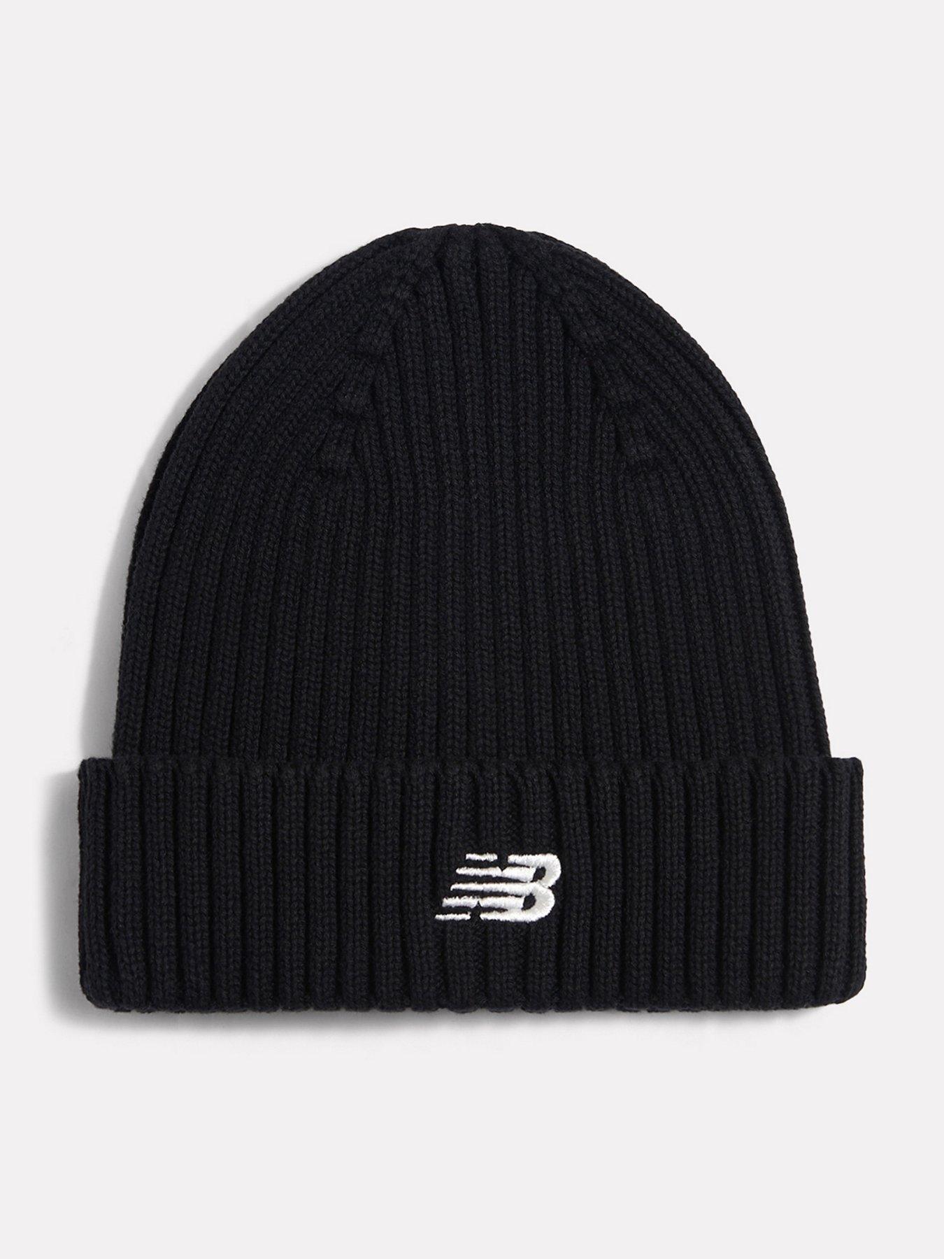 Image 1 of 3 of New Balance Boys Ribbed Turn-Up Logo Beanie Hat - Black