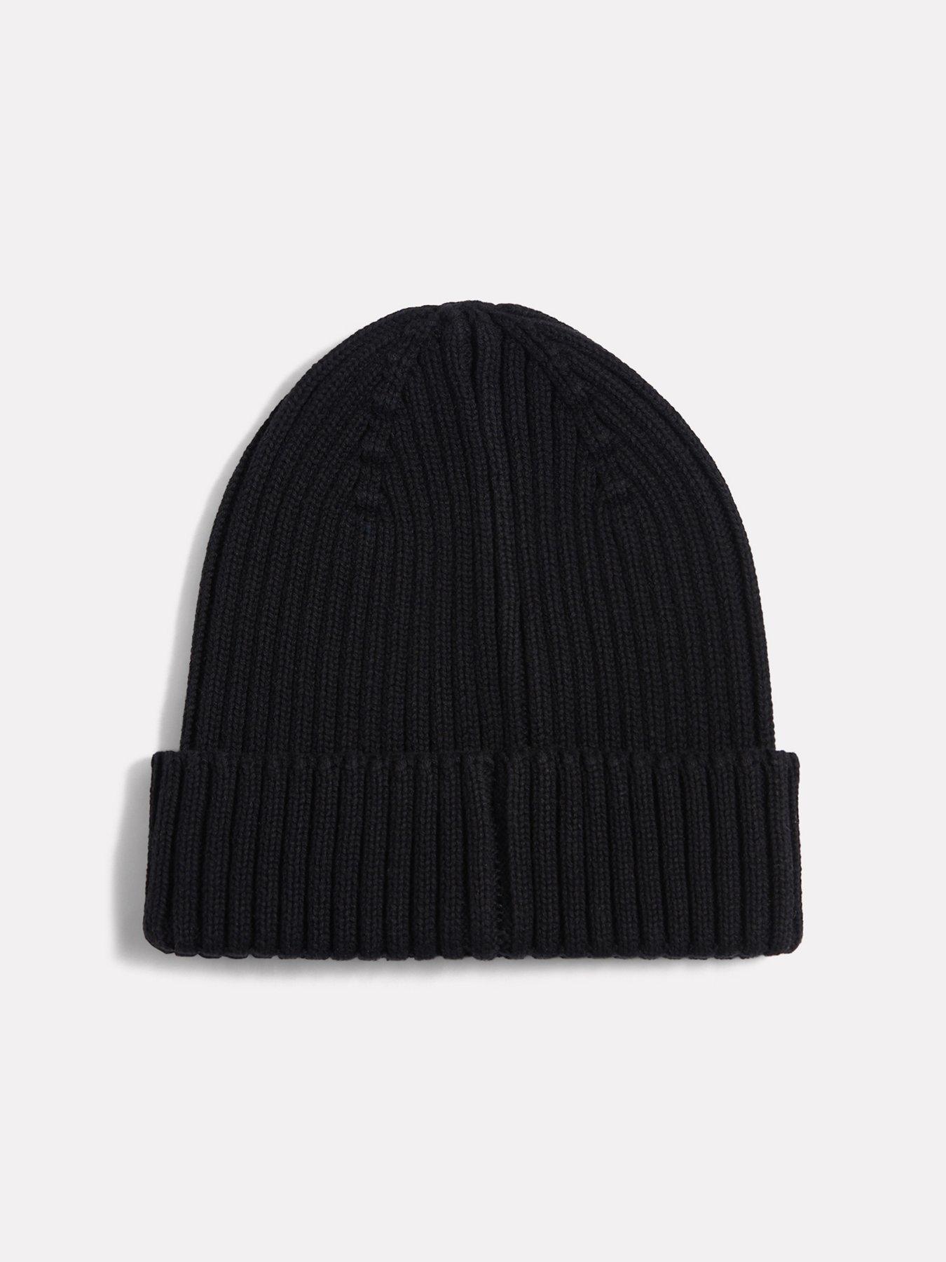 Image 2 of 3 of New Balance Boys Ribbed Turn-Up Logo Beanie Hat - Black