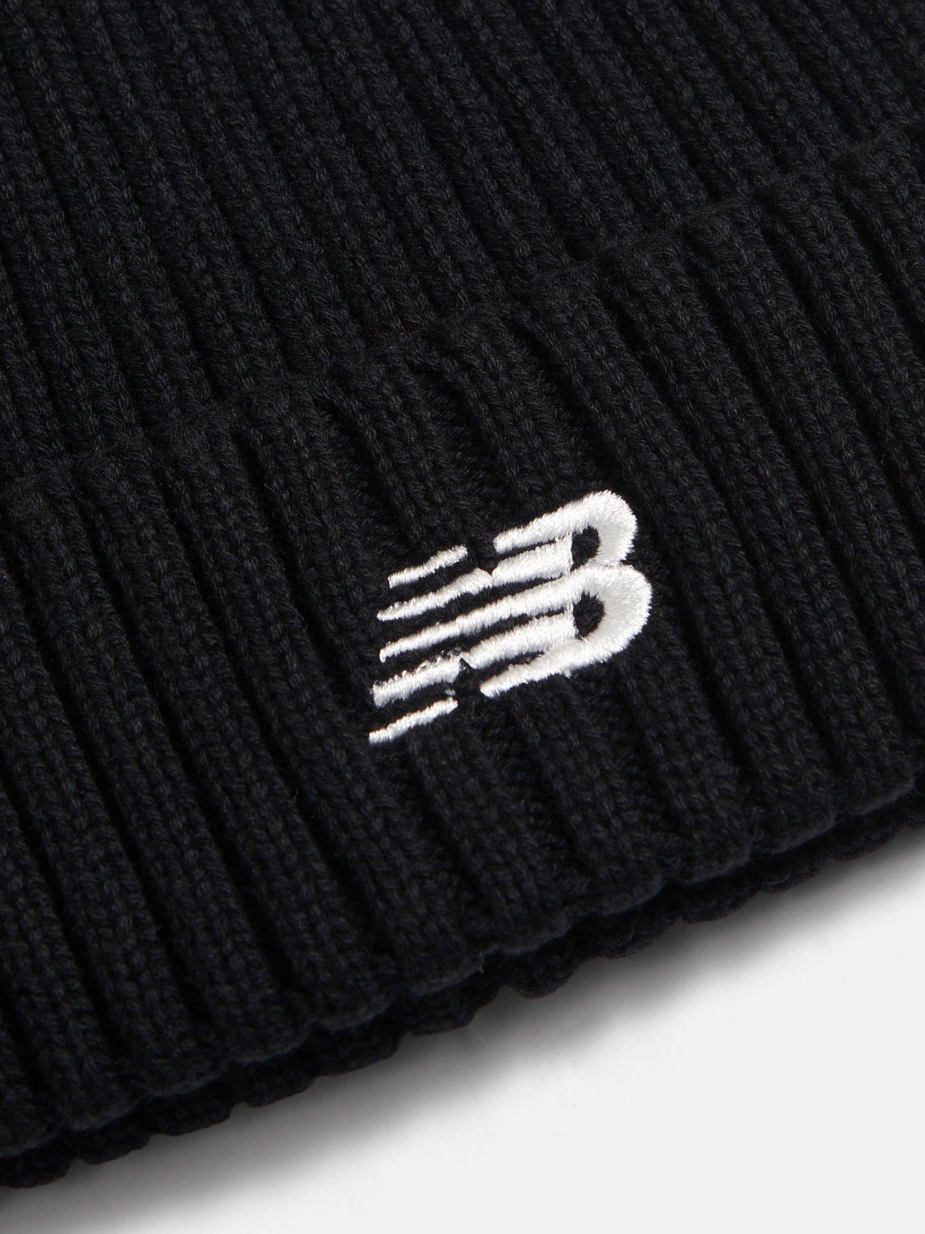 Image 3 of 3 of New Balance Boys Ribbed Turn-Up Logo Beanie Hat - Black