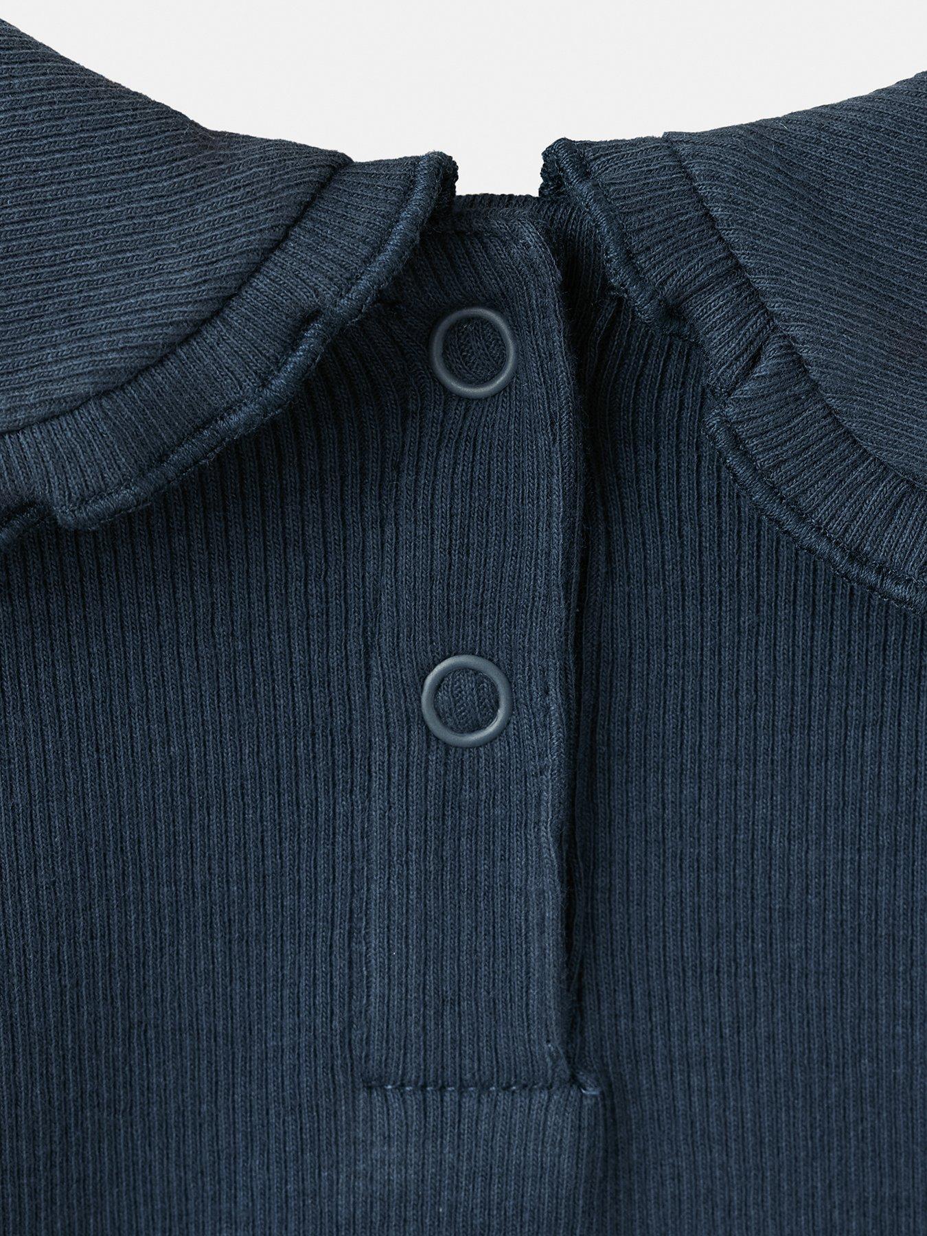 Image 4 of 4 of Mango Younger Girls Frill Collar Long Sleeve Tshirt - Navy