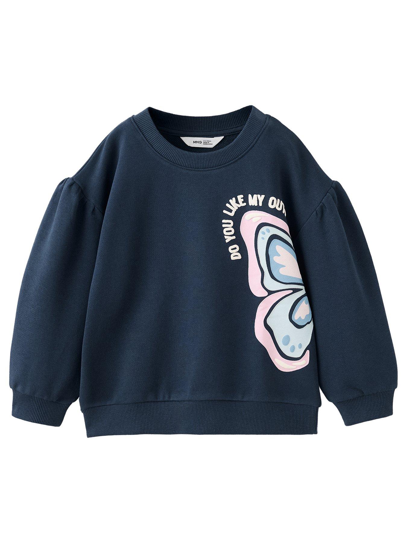 Mango Younger Girls Butterfly Sweatshirt - Navy