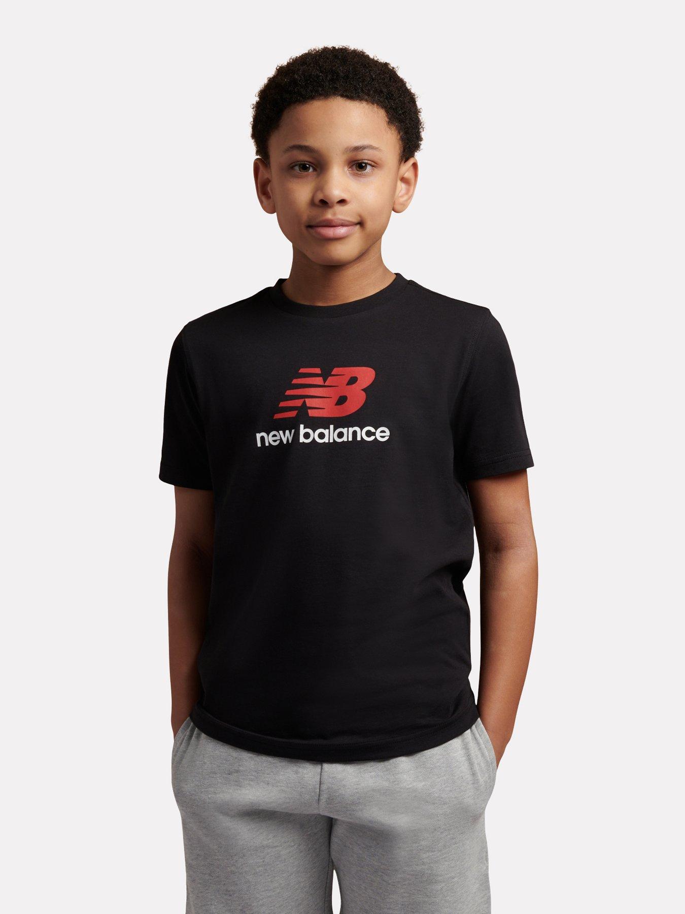 New Balance Junior Boys Jersey Stacked Logo T-Shirt - Black