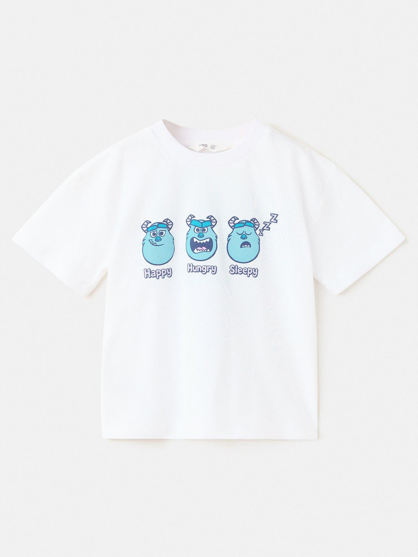 Mango Younger Boys Monsters Inc Moods Short Sleeve T-Shirt - White