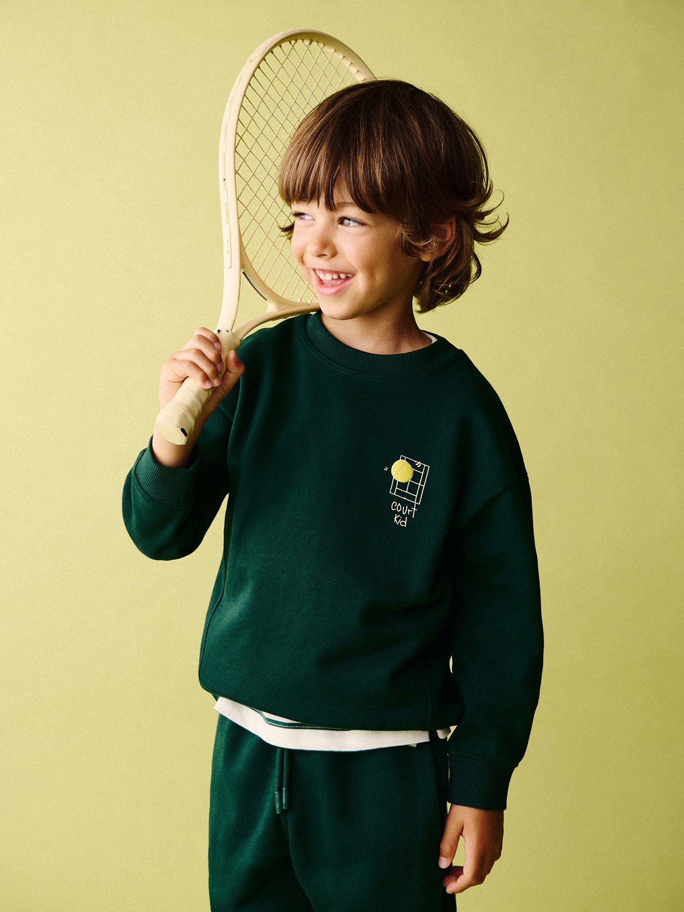 Mango Younger Boys Tennis Back Print Sweatshirt - Green