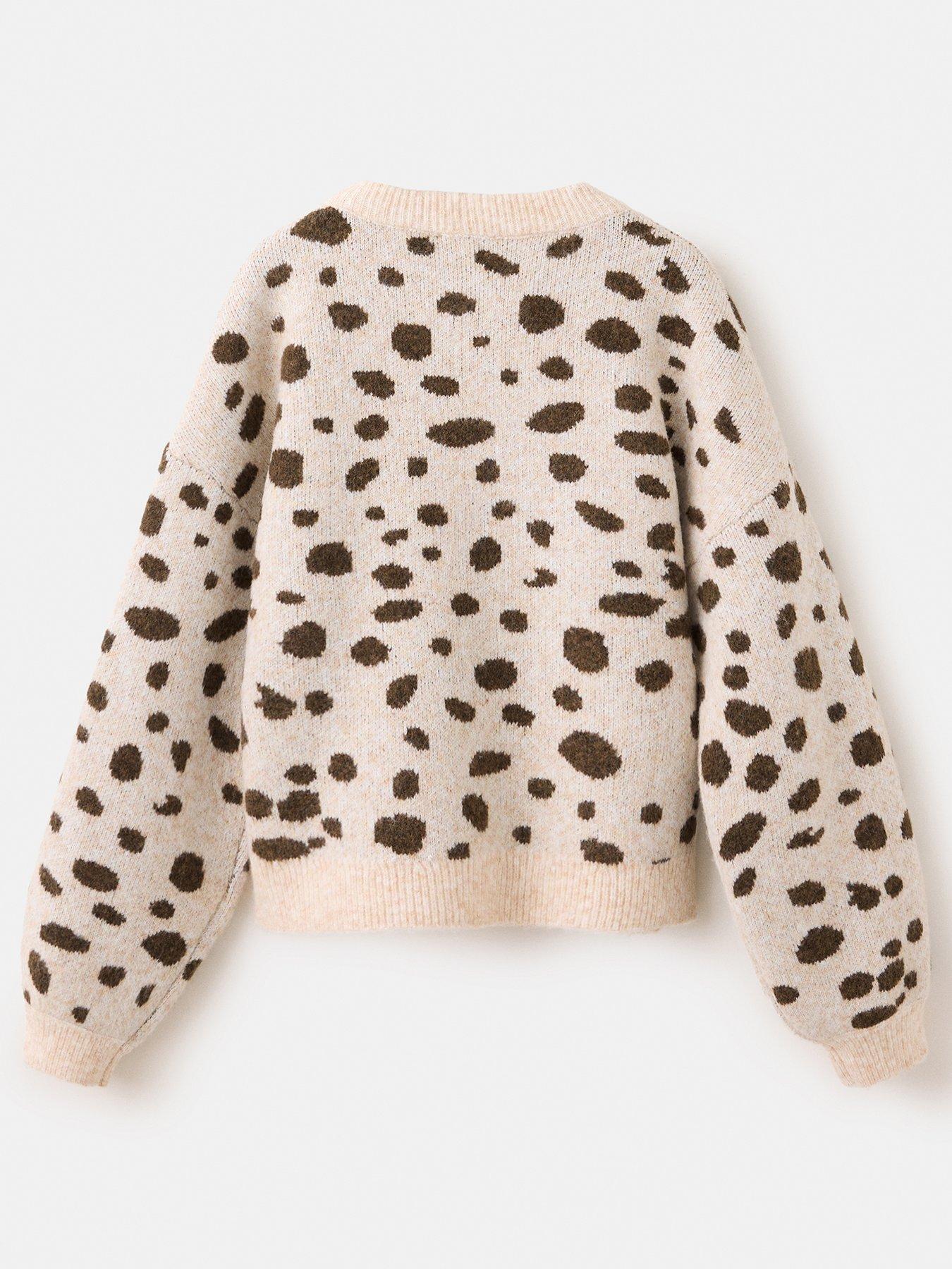 Image 2 of 4 of Mango Girls Dalmatian Spot Knitted Jumper - Beige