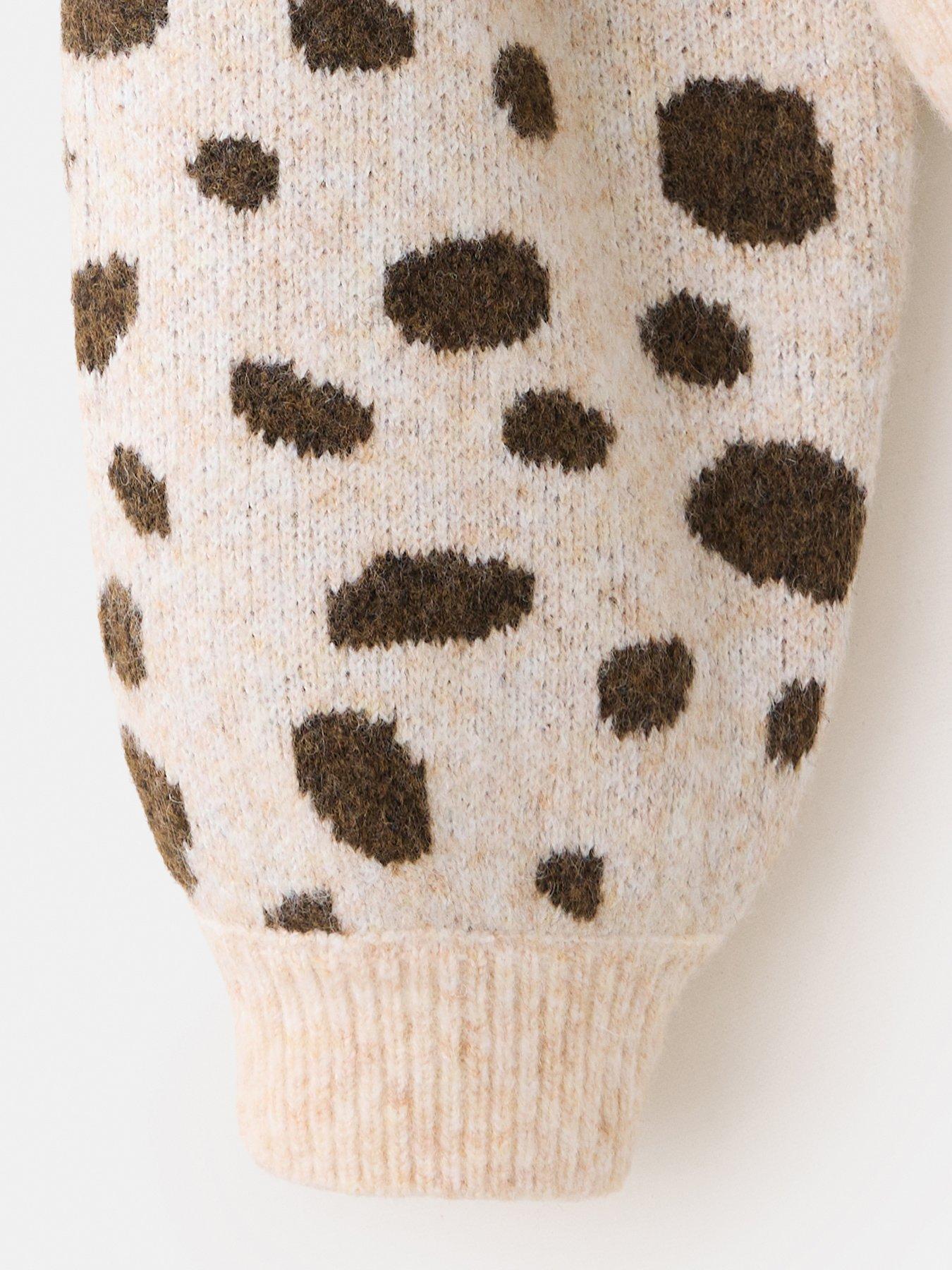Image 4 of 4 of Mango Girls Dalmatian Spot Knitted Jumper - Beige