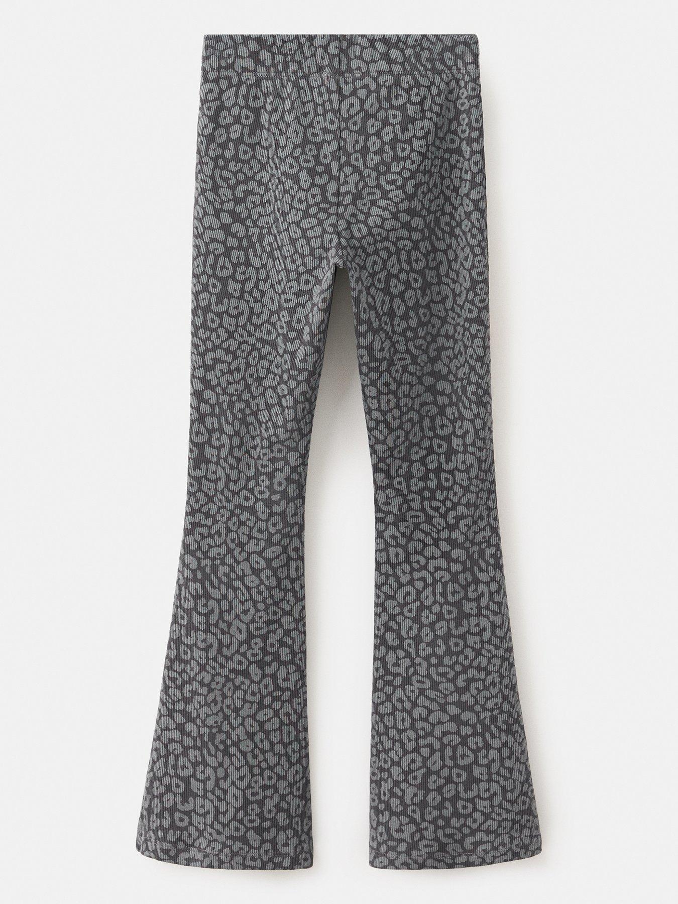 Image 2 of 4 of Mango Girls Leopard Print Flared Leggings - Dark Grey