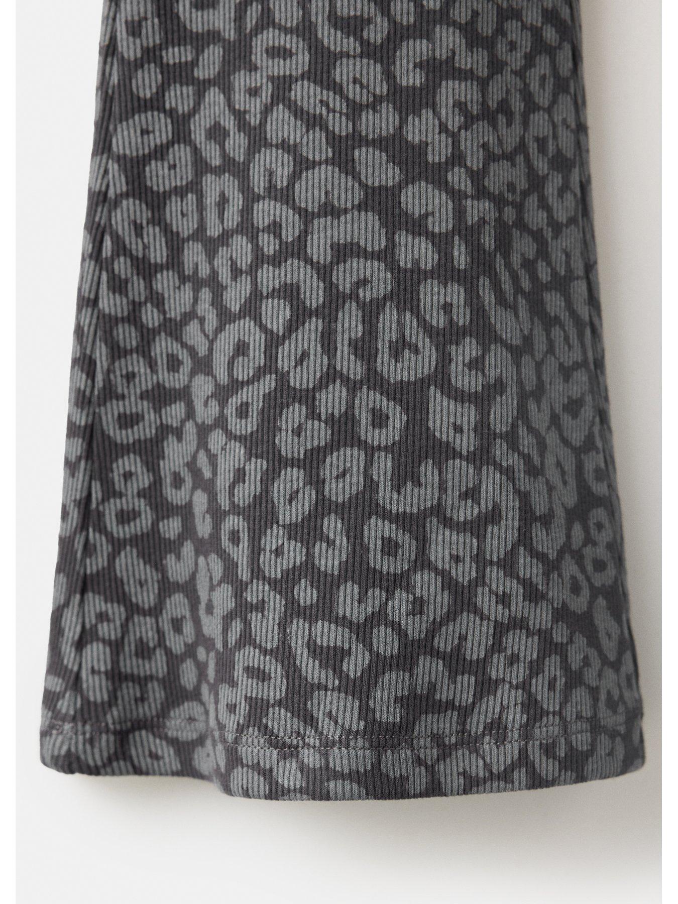 Image 3 of 4 of Mango Girls Leopard Print Flared Leggings - Dark Grey