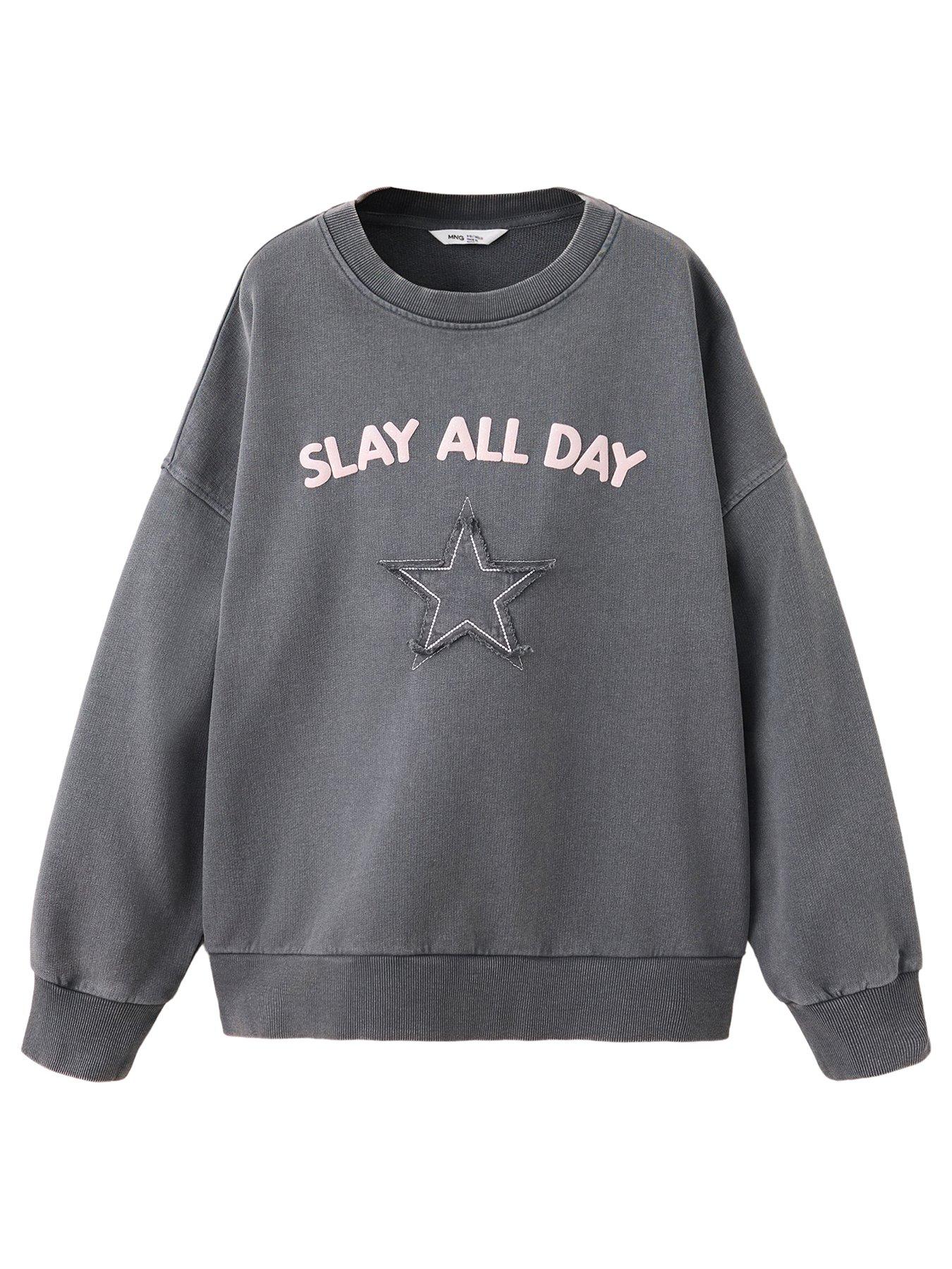 Mango Girls Slay All Day Star Sweatshirt - Grey