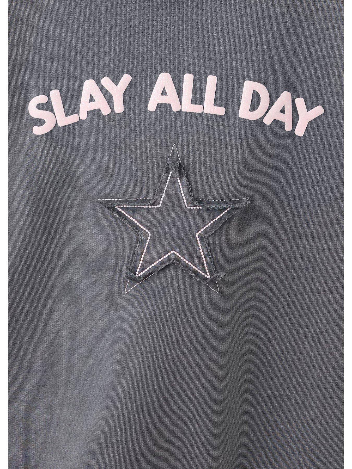 Image 3 of 4 of Mango Girls Slay All Day Star Sweatshirt - Grey
