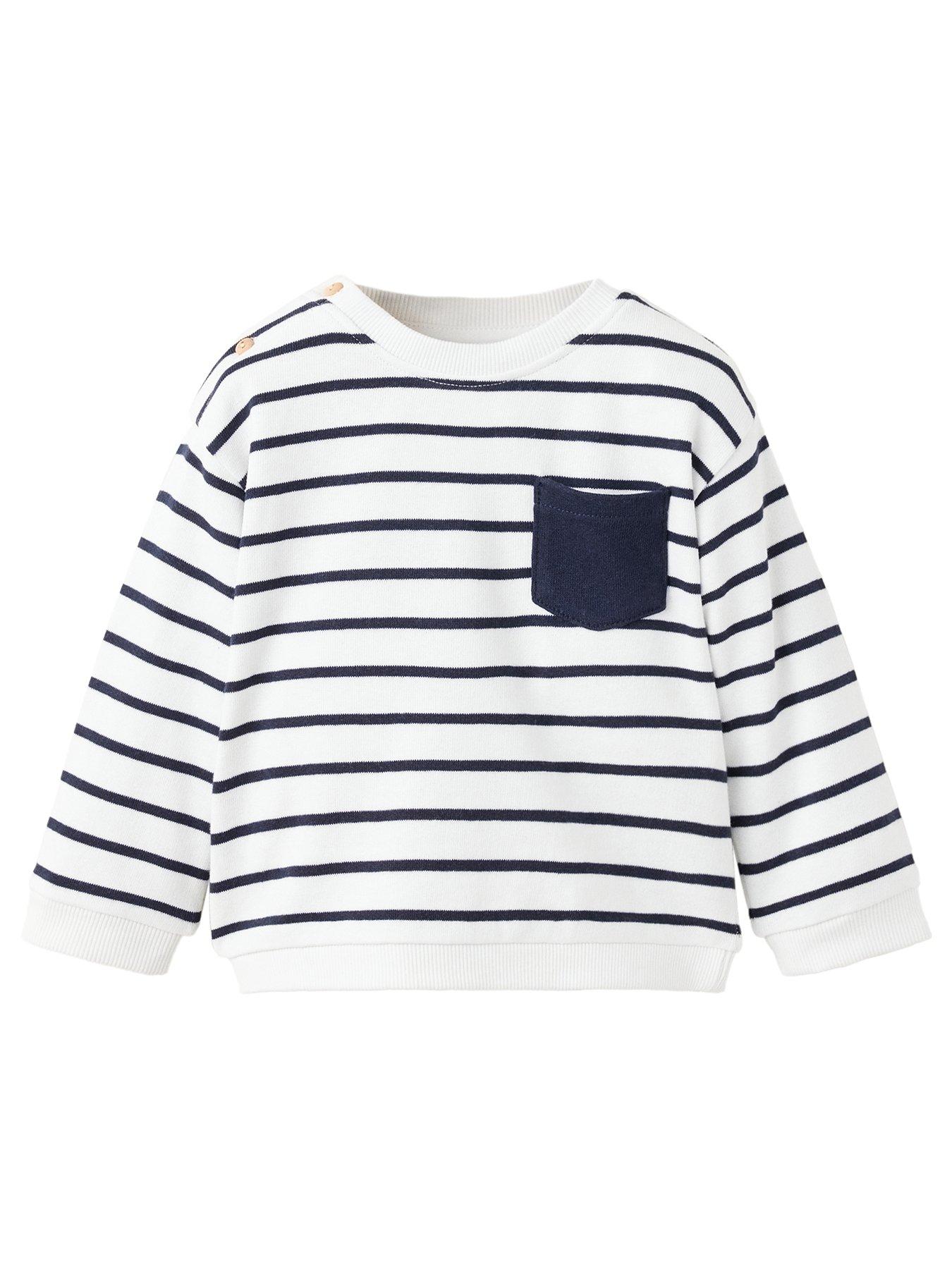 Image 1 of 4 of Mango Unisex Baby Stripe Sweat - Navy