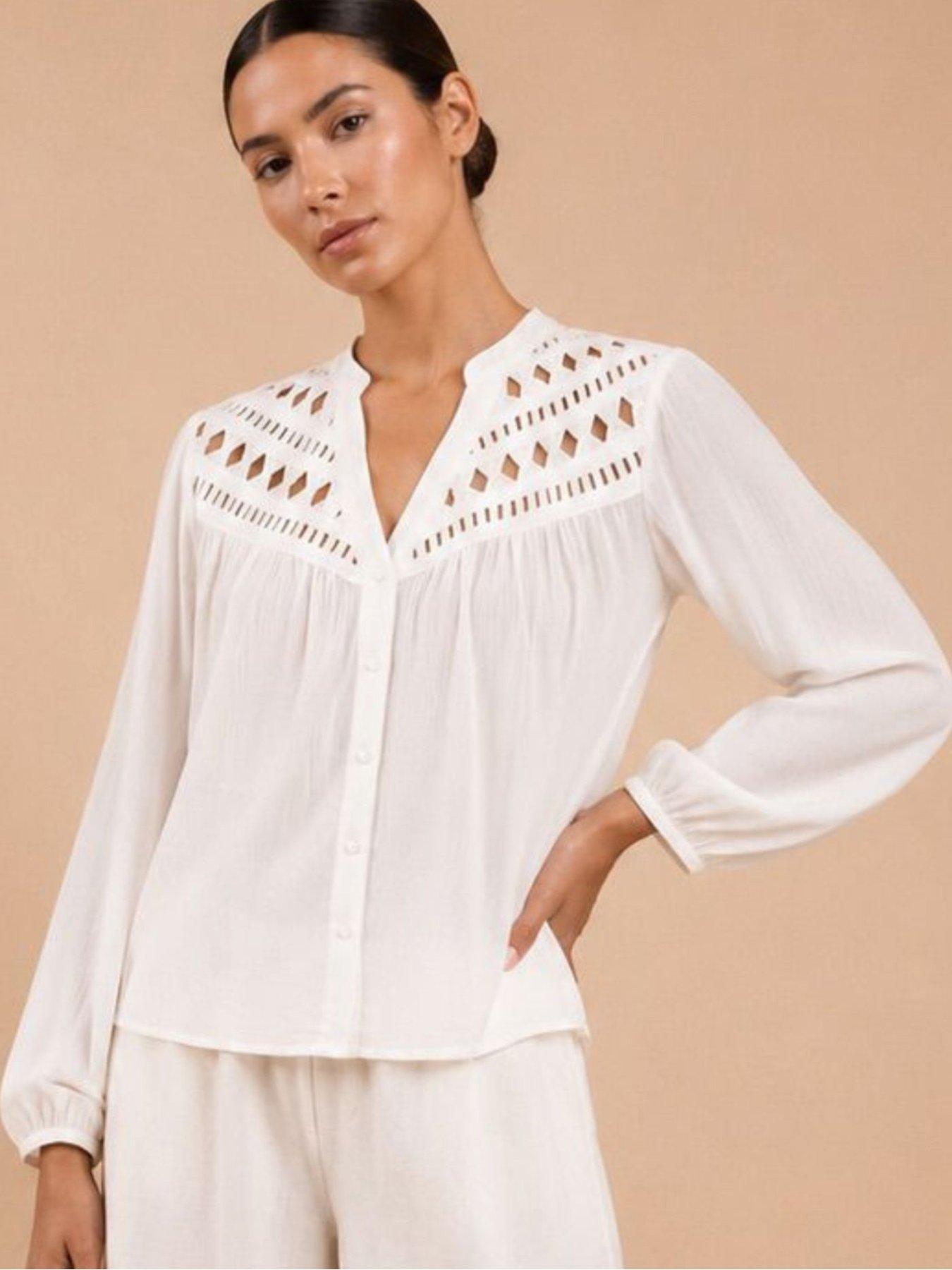 Little Mistress White Cutwork Detail Shirt