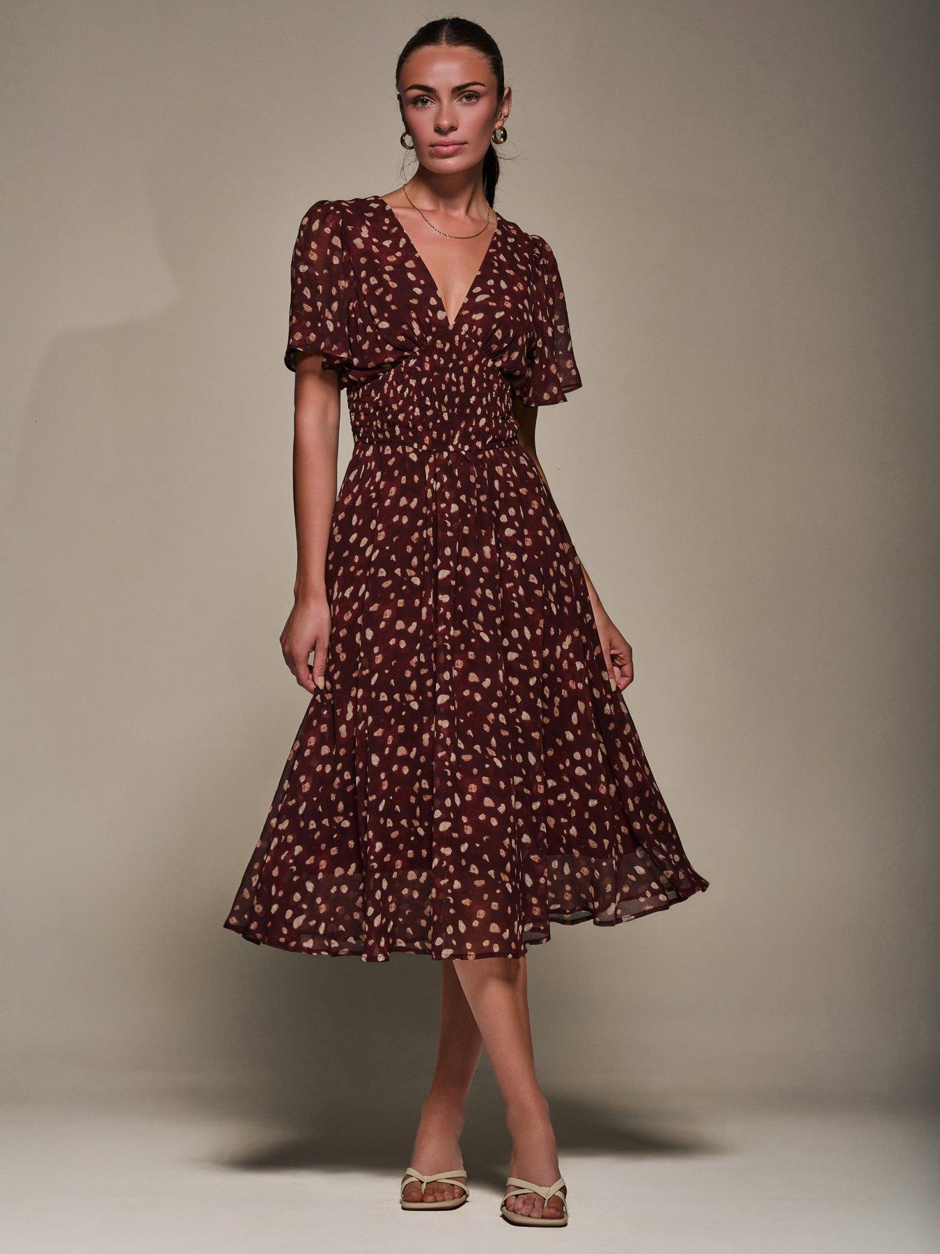 Jolie Moi Chiffon Tie Back Detail Midi Dress - Pink