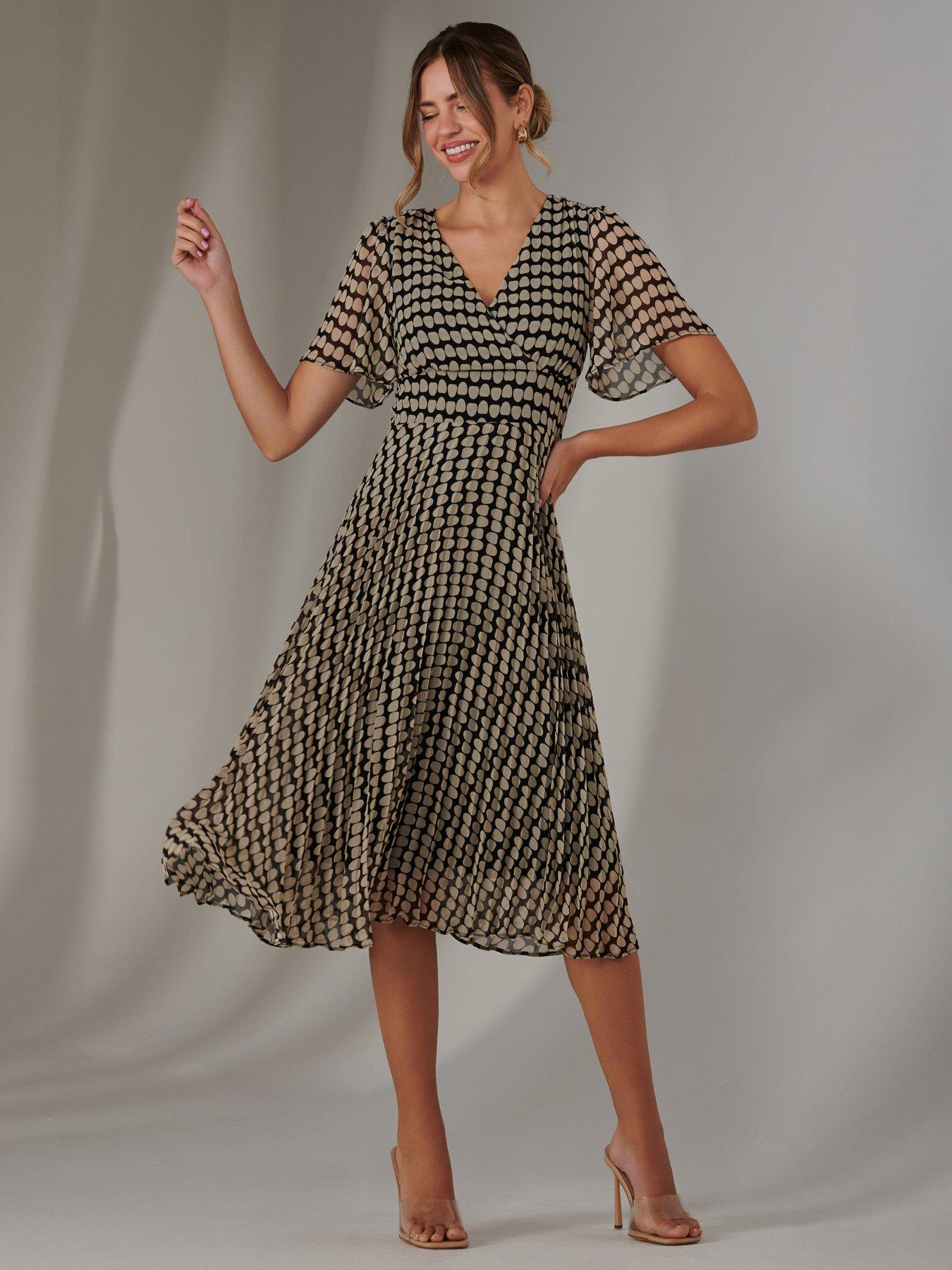 Jolie Moi Chiffon Pleated Wrap Midaxi Dress - Cream