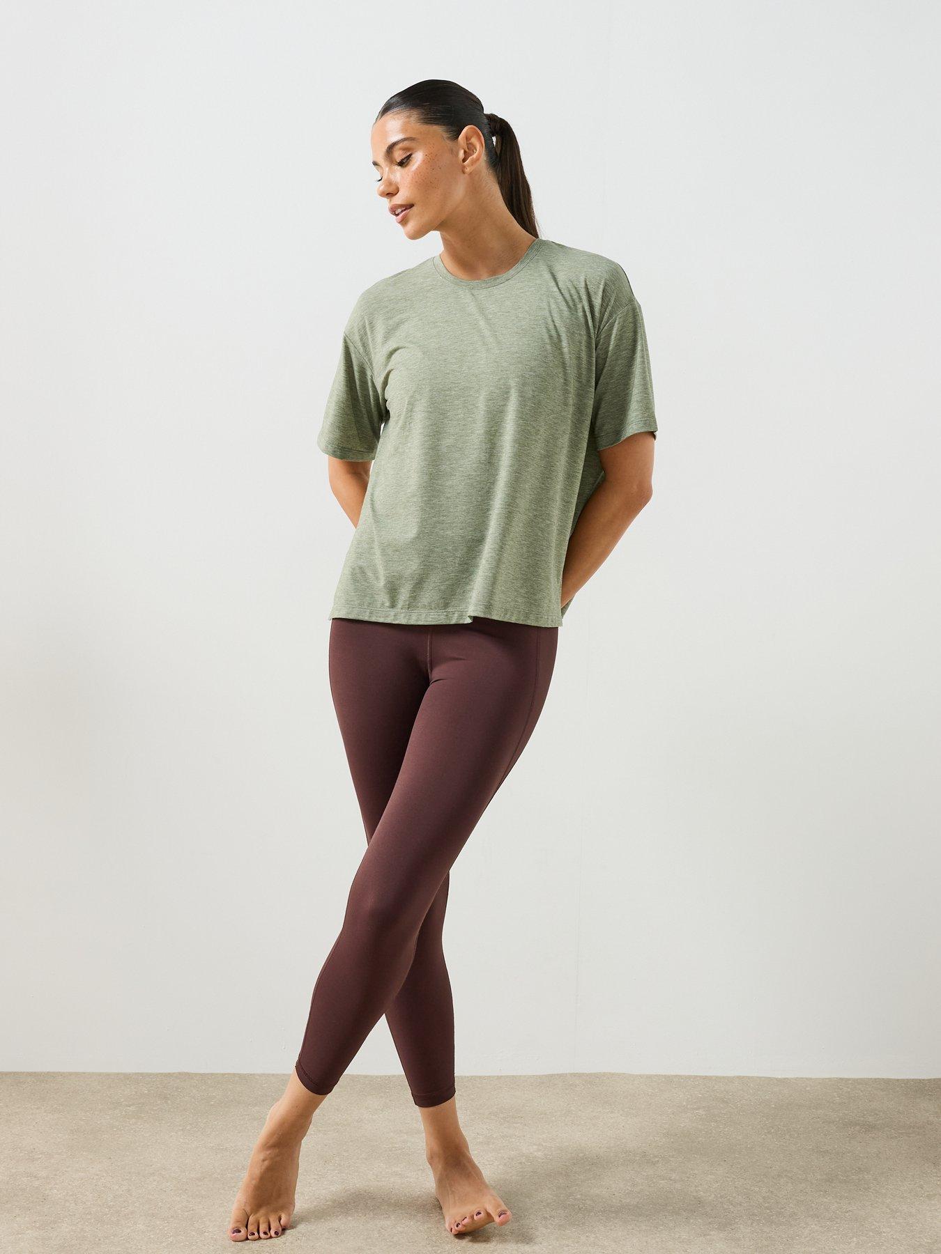 Image 6 of 6 of Sweaty Betty Womens Training Soft Flow Studio Longline T-Shirt - Green