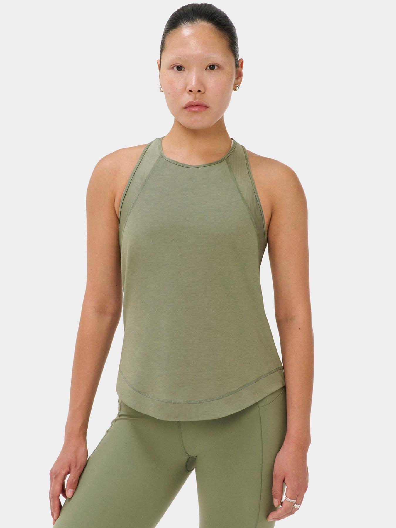Sweaty Betty Womens Running Breathe Easy Mesh Run Tank Top - Green