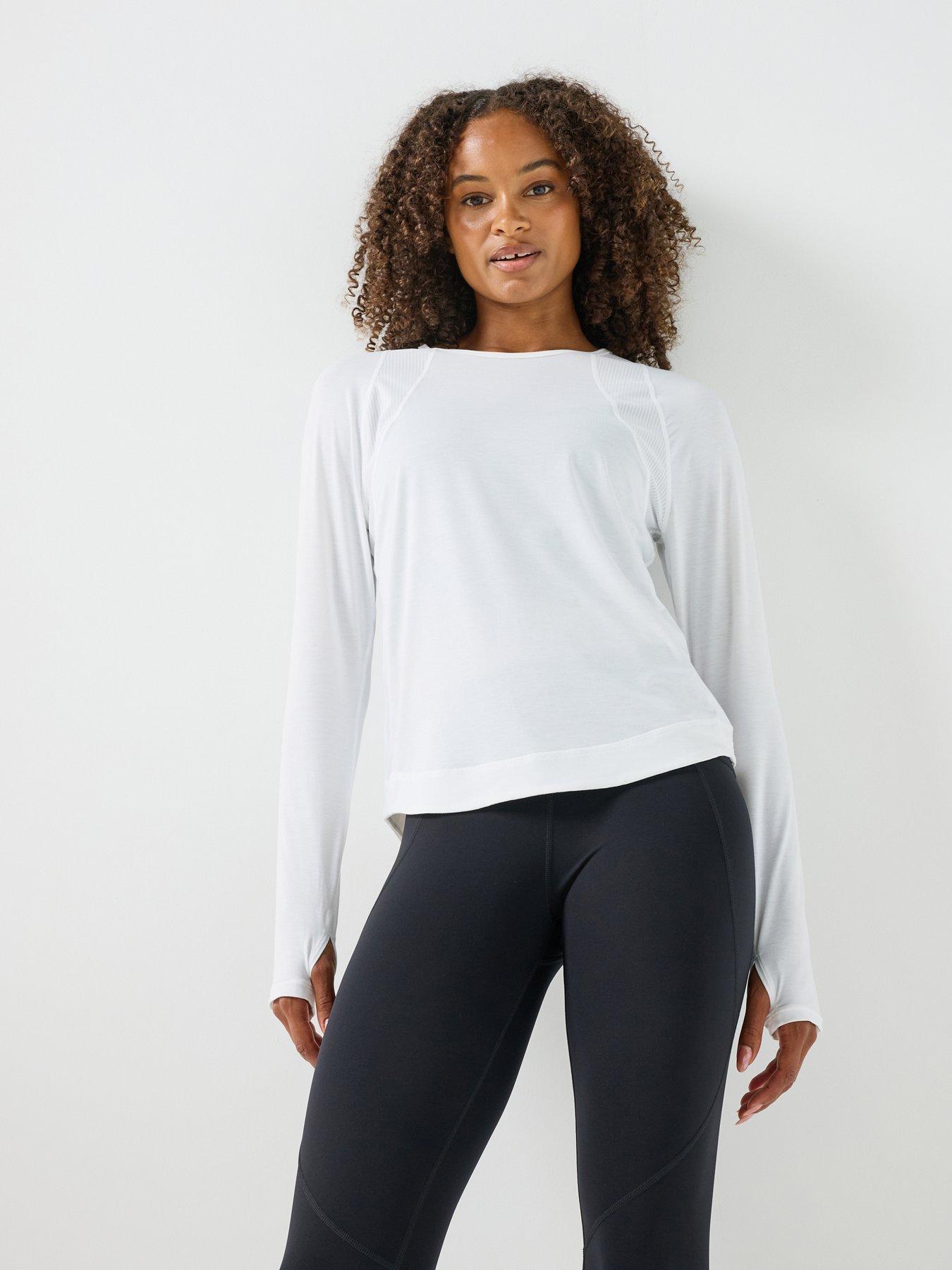 Image 1 of 6 of Sweaty Betty Womens Training Breathe Easy Mesh Long Sleeve Top 2.0 - White