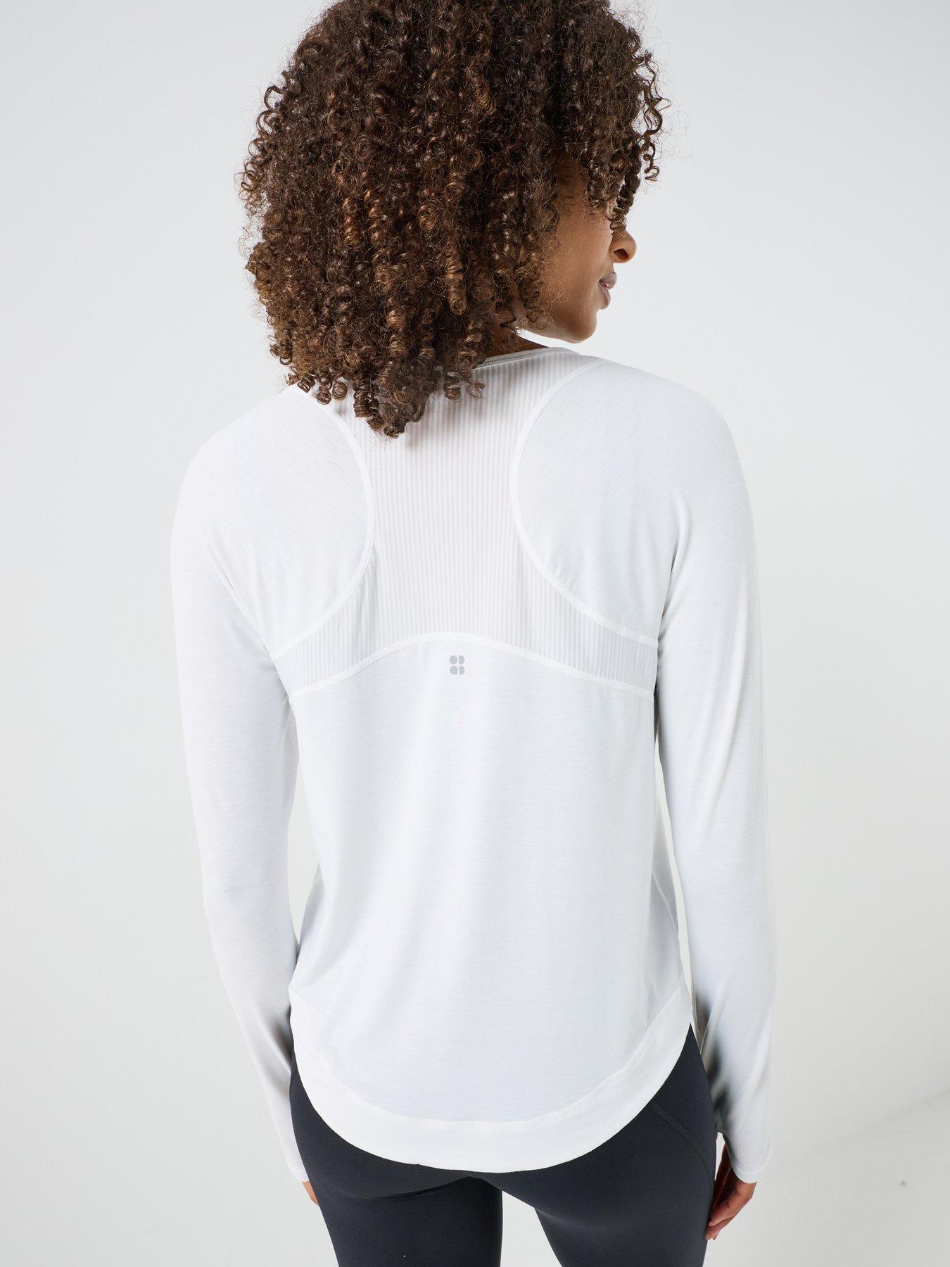 Image 2 of 6 of Sweaty Betty Womens Training Breathe Easy Mesh Long Sleeve Top 2.0 - White