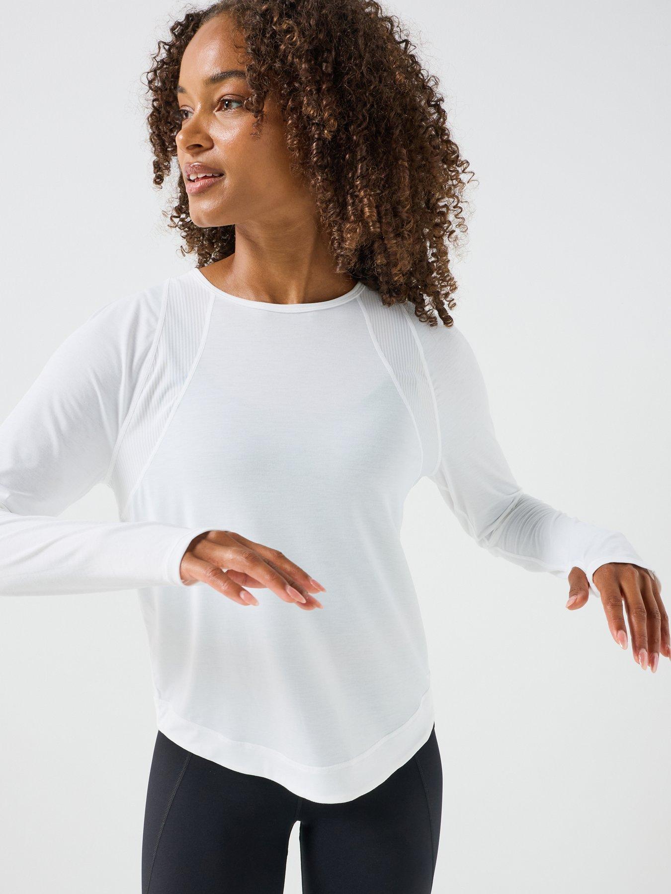 Image 5 of 6 of Sweaty Betty Womens Training Breathe Easy Mesh Long Sleeve Top 2.0 - White