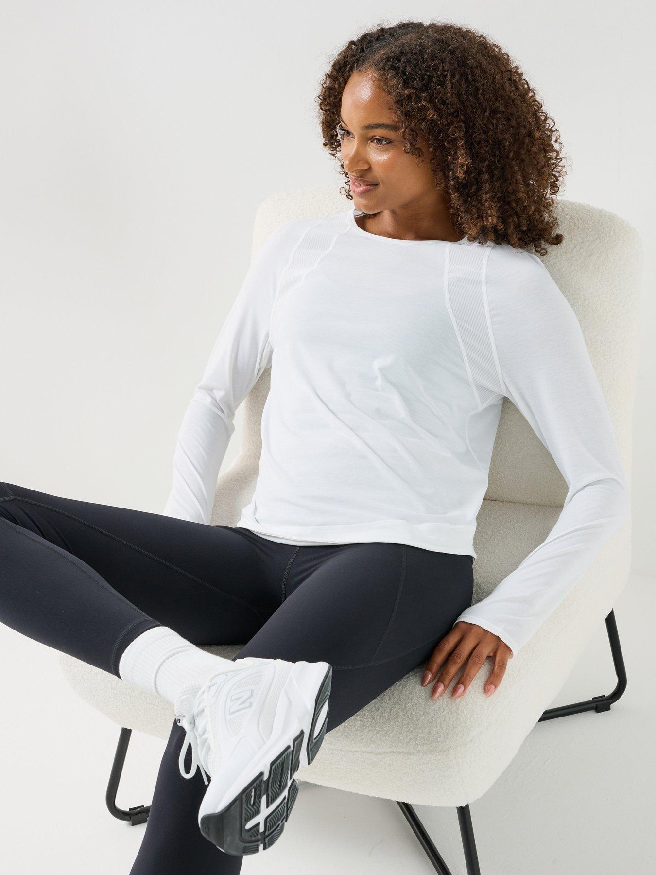 Image 6 of 6 of Sweaty Betty Womens Training Breathe Easy Mesh Long Sleeve Top 2.0 - White