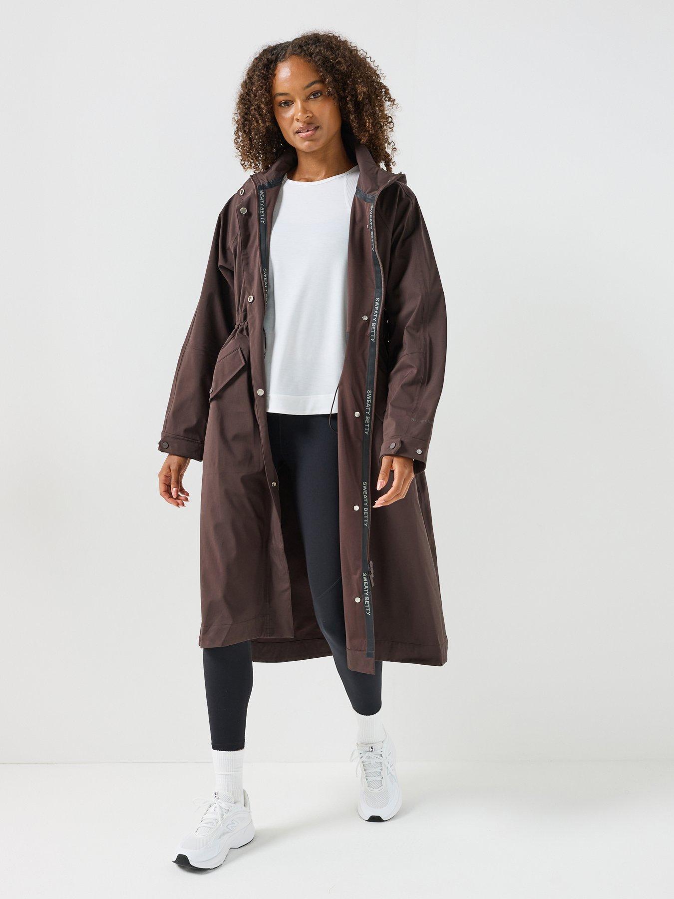 Sweaty Betty Womens Training Motion Waterproof Longline Parka - Brown