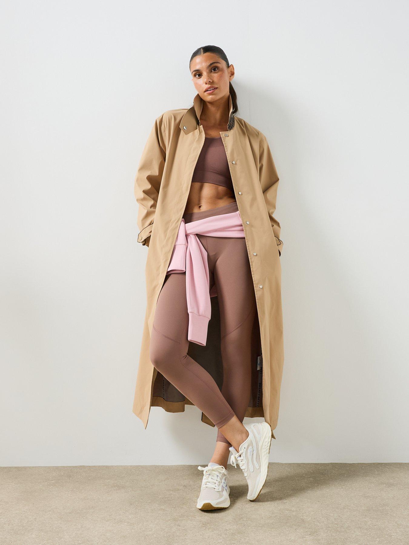 Image 3 of 6 of Sweaty Betty Womens Training Motion Waterproof Trenchcoat - Beige