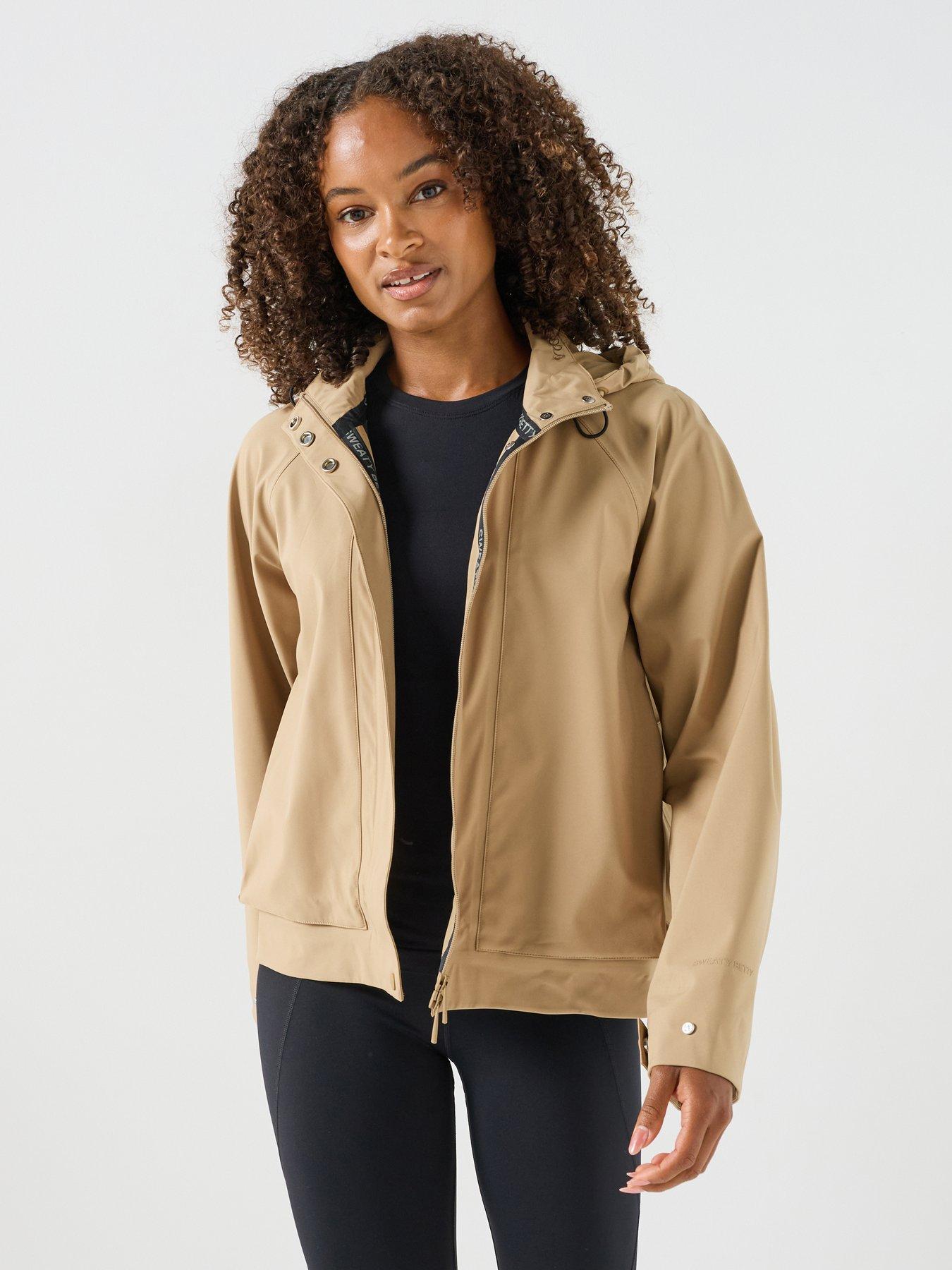 Sweaty Betty Womens Training Motion Waterproof Cropped Parka - Beige