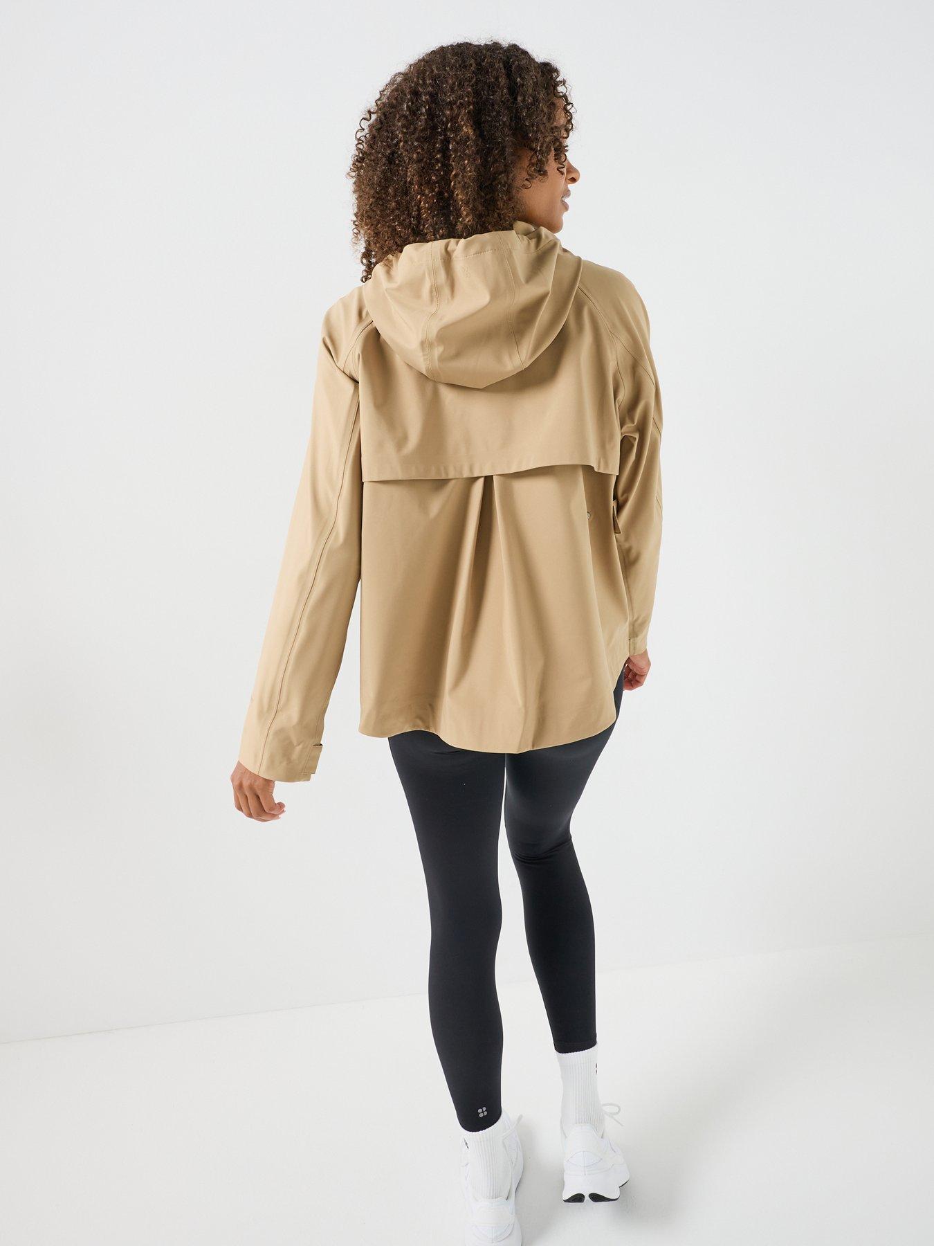 Image 2 of 6 of Sweaty Betty Womens Training Motion Waterproof Cropped Parka - Beige