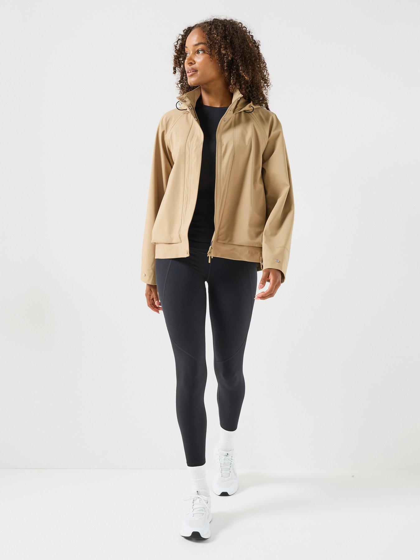 Image 3 of 6 of Sweaty Betty Womens Training Motion Waterproof Cropped Parka - Beige