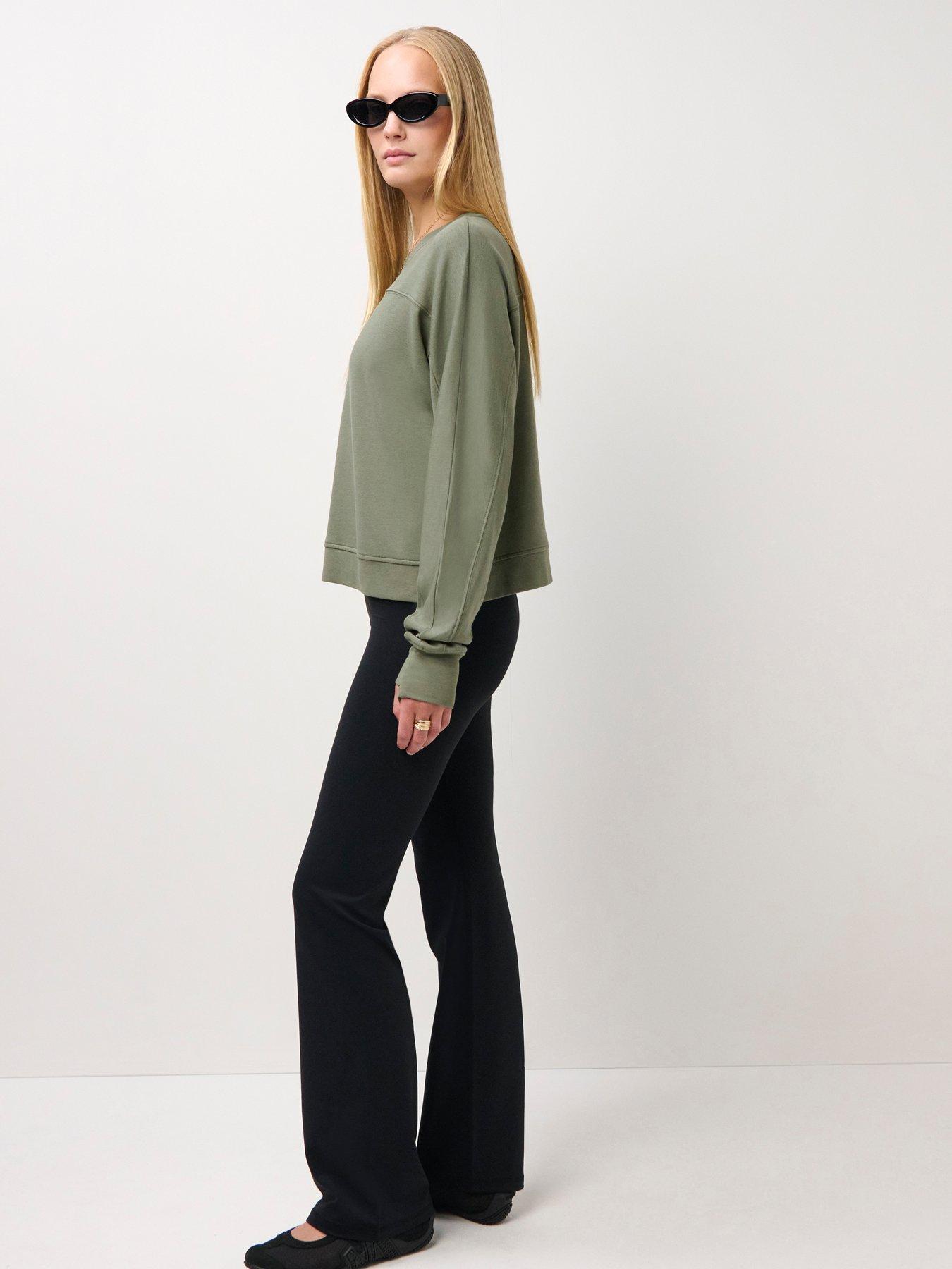 Image 3 of 5 of Sweaty Betty After Class Seam Detail Crop Sweatshirt - Bracken Green