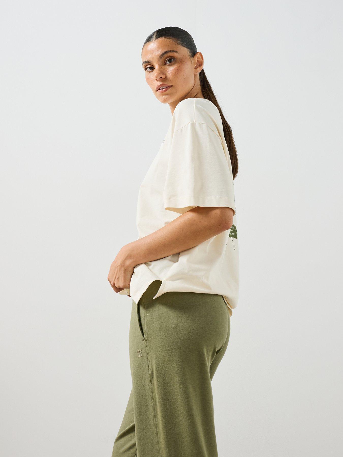 Image 4 of 6 of Sweaty Betty Womens Piped Drawstring Wide Leg Trousers - Green