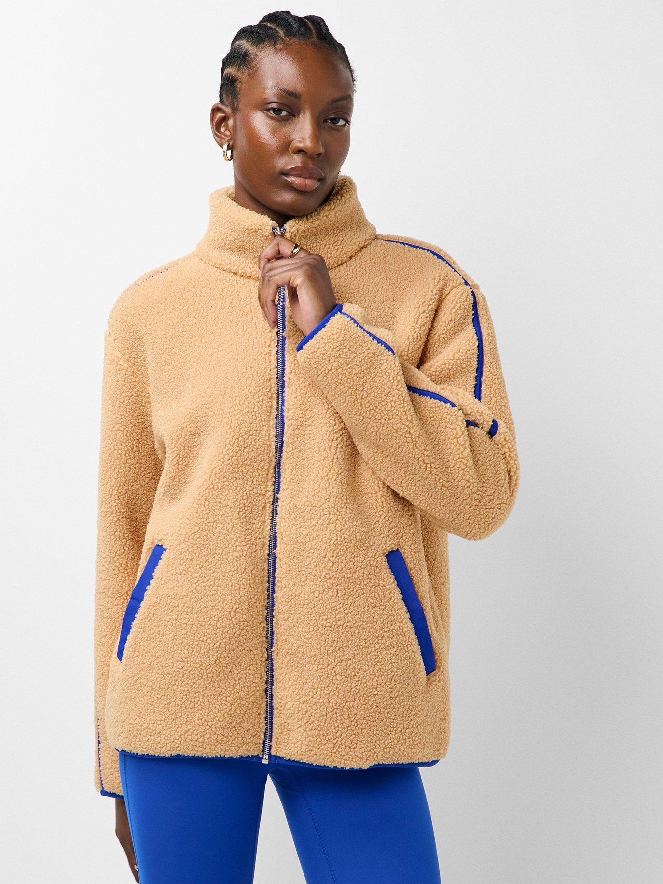 Image 1 of 5 of Sweaty Betty Womens Plush Fleece Contrast Full Zip Jacket - Beige