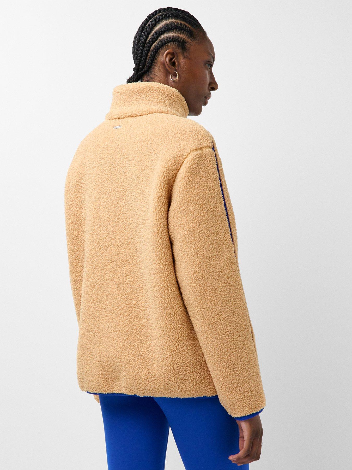 Image 2 of 5 of Sweaty Betty Womens Plush Fleece Contrast Full Zip Jacket - Beige