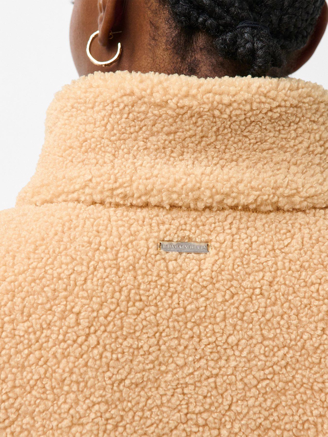 Image 4 of 5 of Sweaty Betty Womens Plush Fleece Contrast Full Zip Jacket - Beige