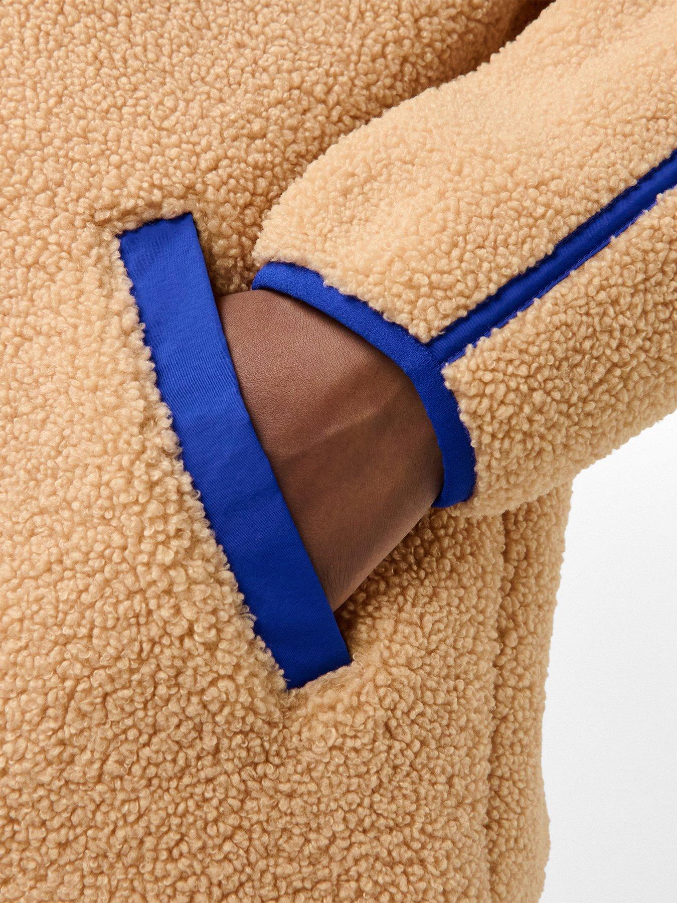 Image 5 of 5 of Sweaty Betty Womens Plush Fleece Contrast Full Zip Jacket - Beige