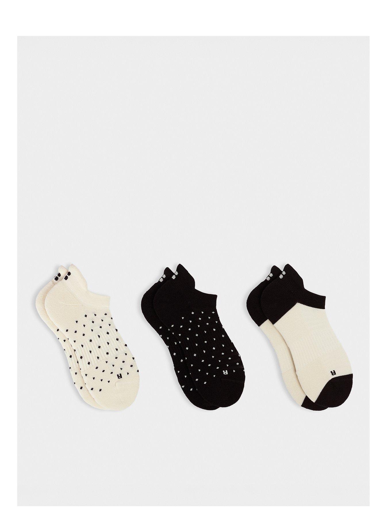 Image 1 of 4 of Sweaty Betty Womens Training Workout Trainer Socks 3 Pack - Cream
