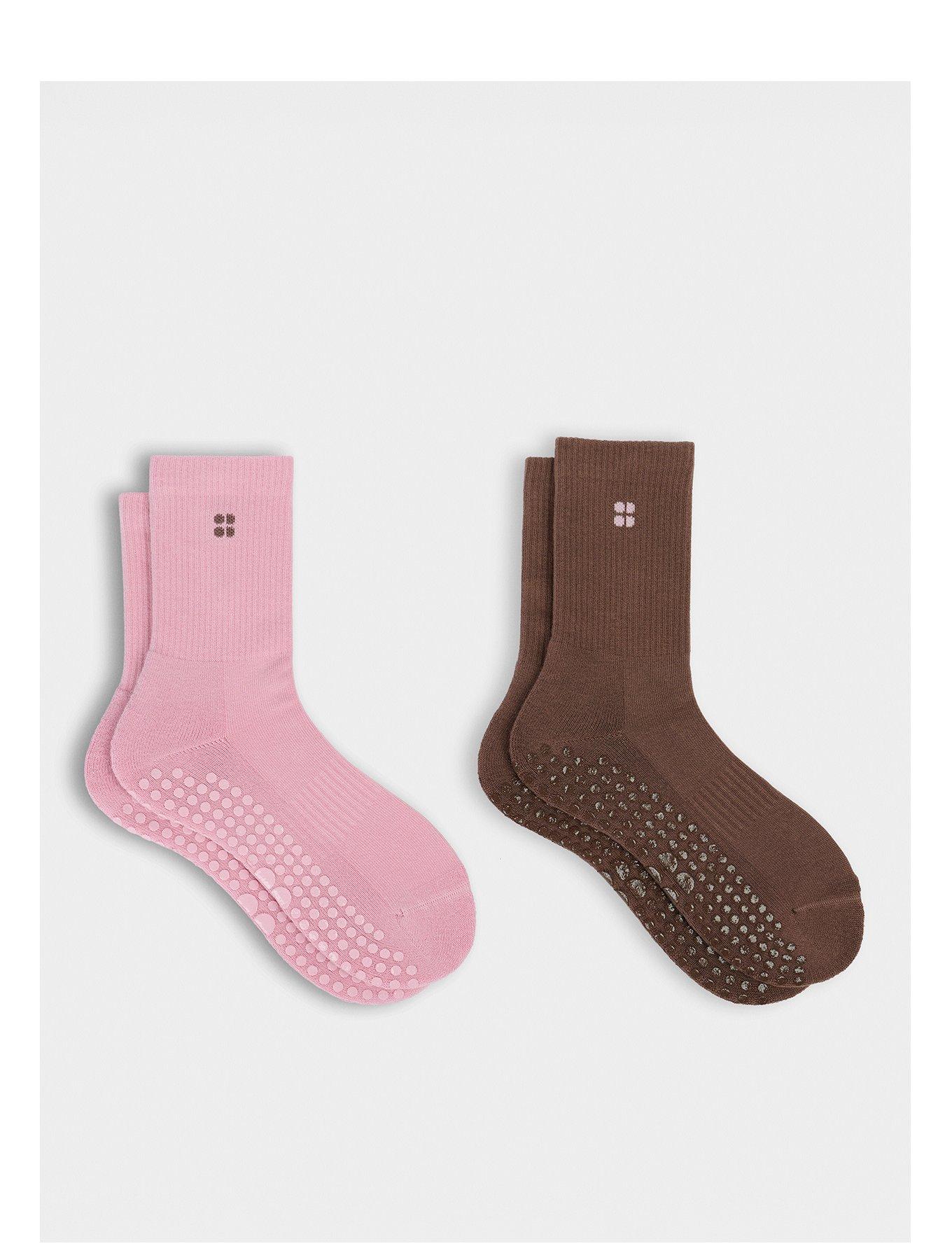 Sweaty Betty Womens Training Pilates Crew Gripper Sock 2 Pack - Pink
