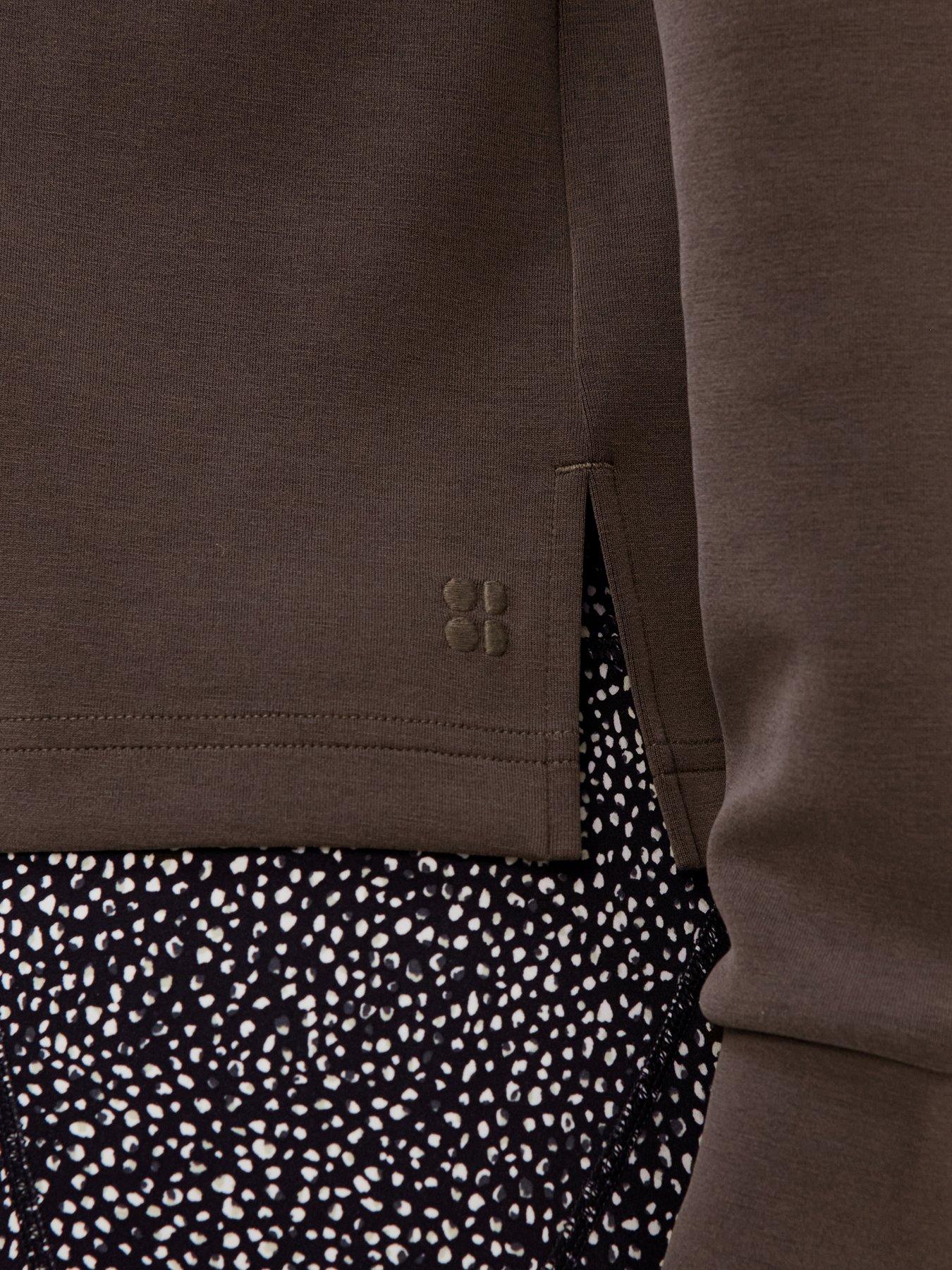 Image 5 of 5 of Sweaty Betty Sand Wash Half Zip Longline Sweatshirt - Espresso Brown