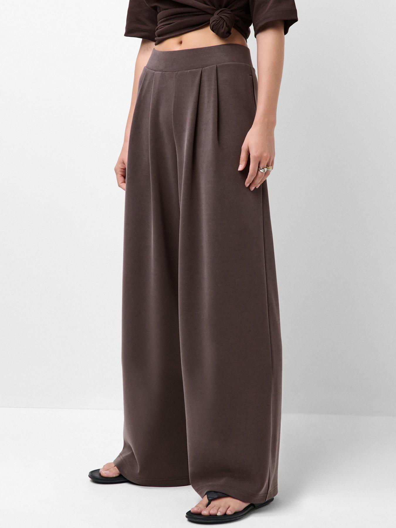 Image 1 of 4 of Sweaty Betty Sand Wash Wide Leg Trousers - Espresso Brown