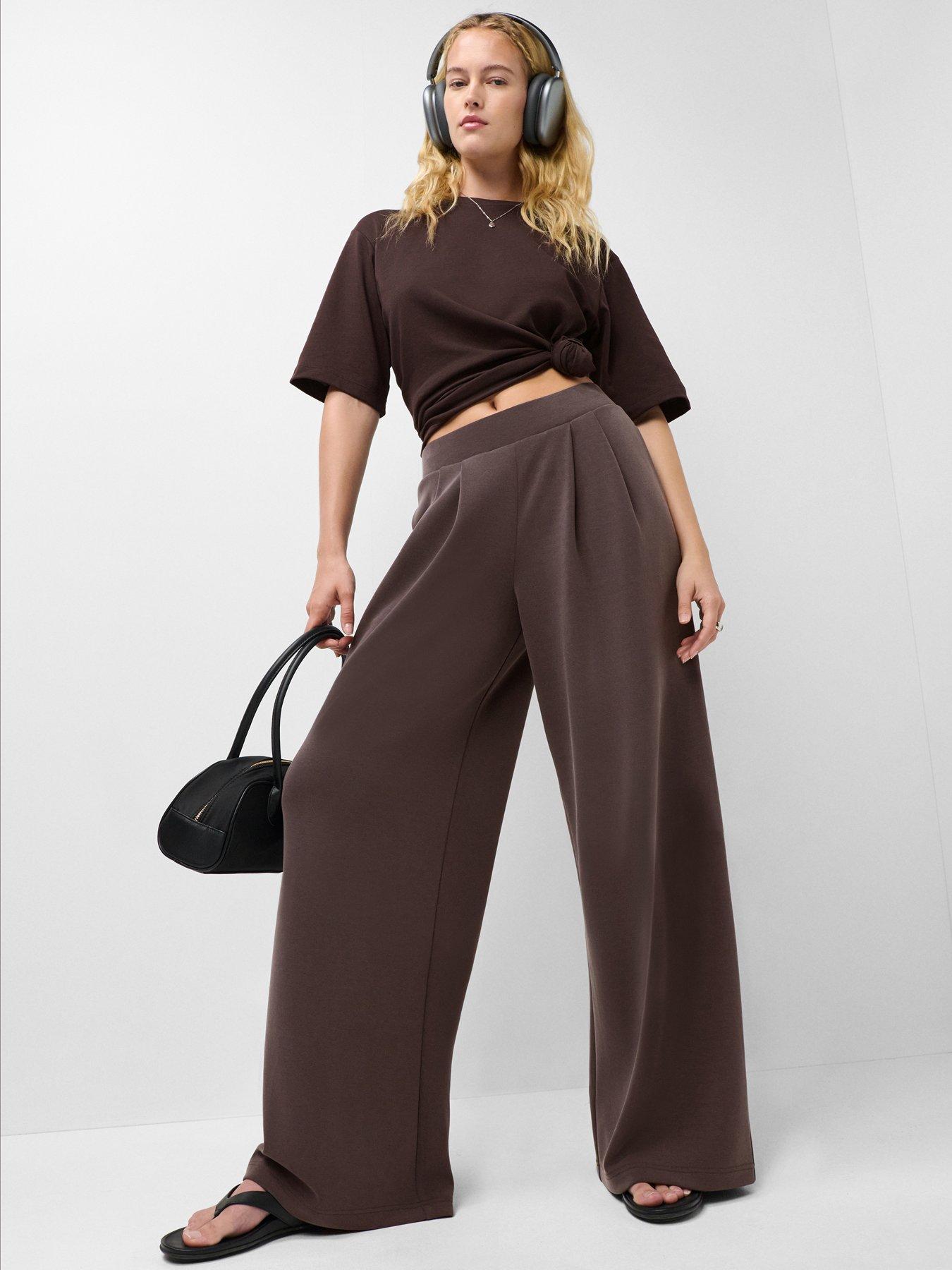 Image 3 of 4 of Sweaty Betty Sand Wash Wide Leg Trousers - Espresso Brown