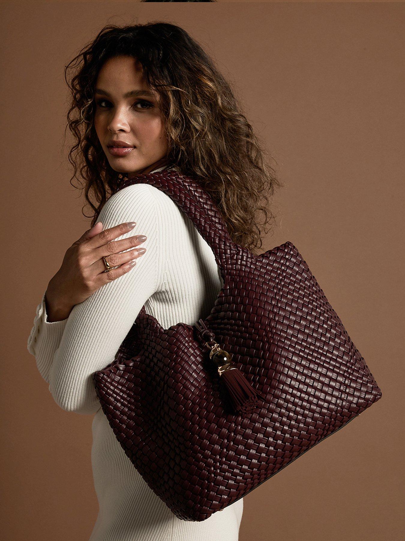 Image 2 of 7 of Luella Grey Saskia Woven Tote - Black Cherry