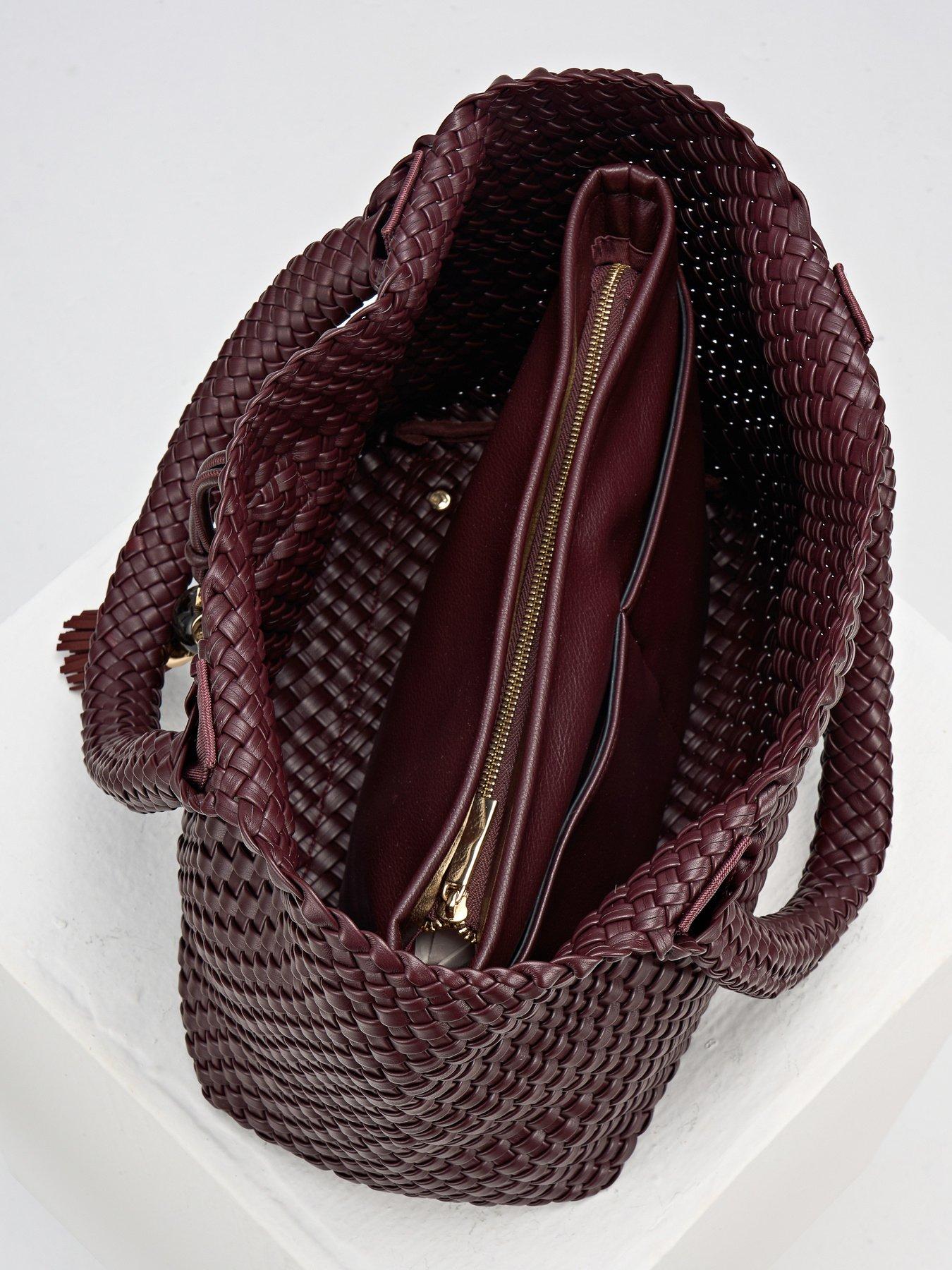 Image 4 of 7 of Luella Grey Saskia Woven Tote - Black Cherry