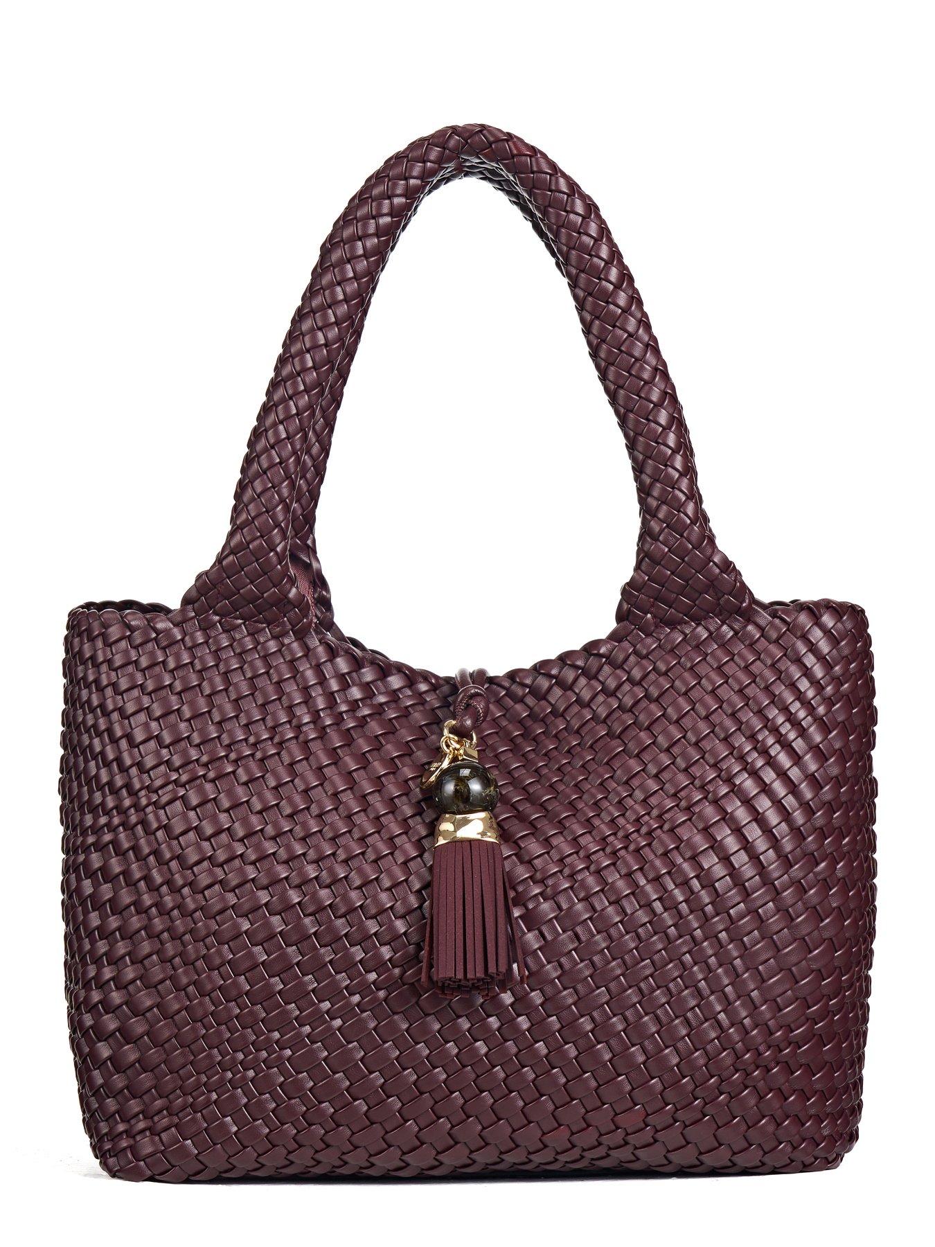 Image 6 of 7 of Luella Grey Saskia Woven Tote - Black Cherry