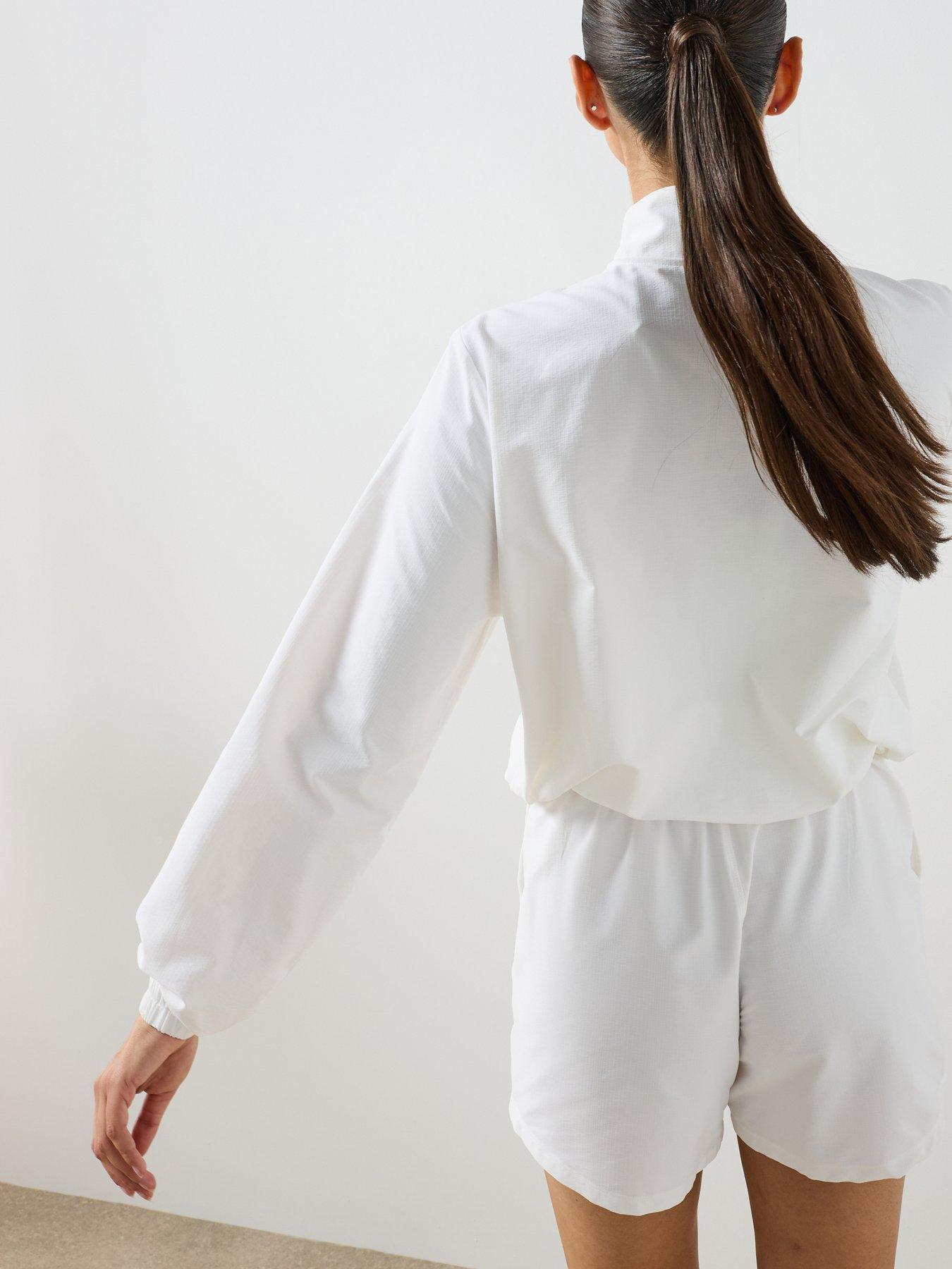 Image 2 of 6 of Sweaty Betty Womens Training Seersucker Textured Zip Up Jacket - White