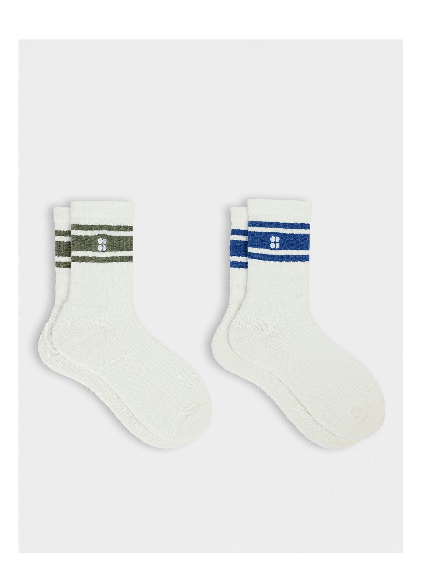 Sweaty Betty Womens Training Lifestyle Ribbed Crew Sock 2 Pack - White
