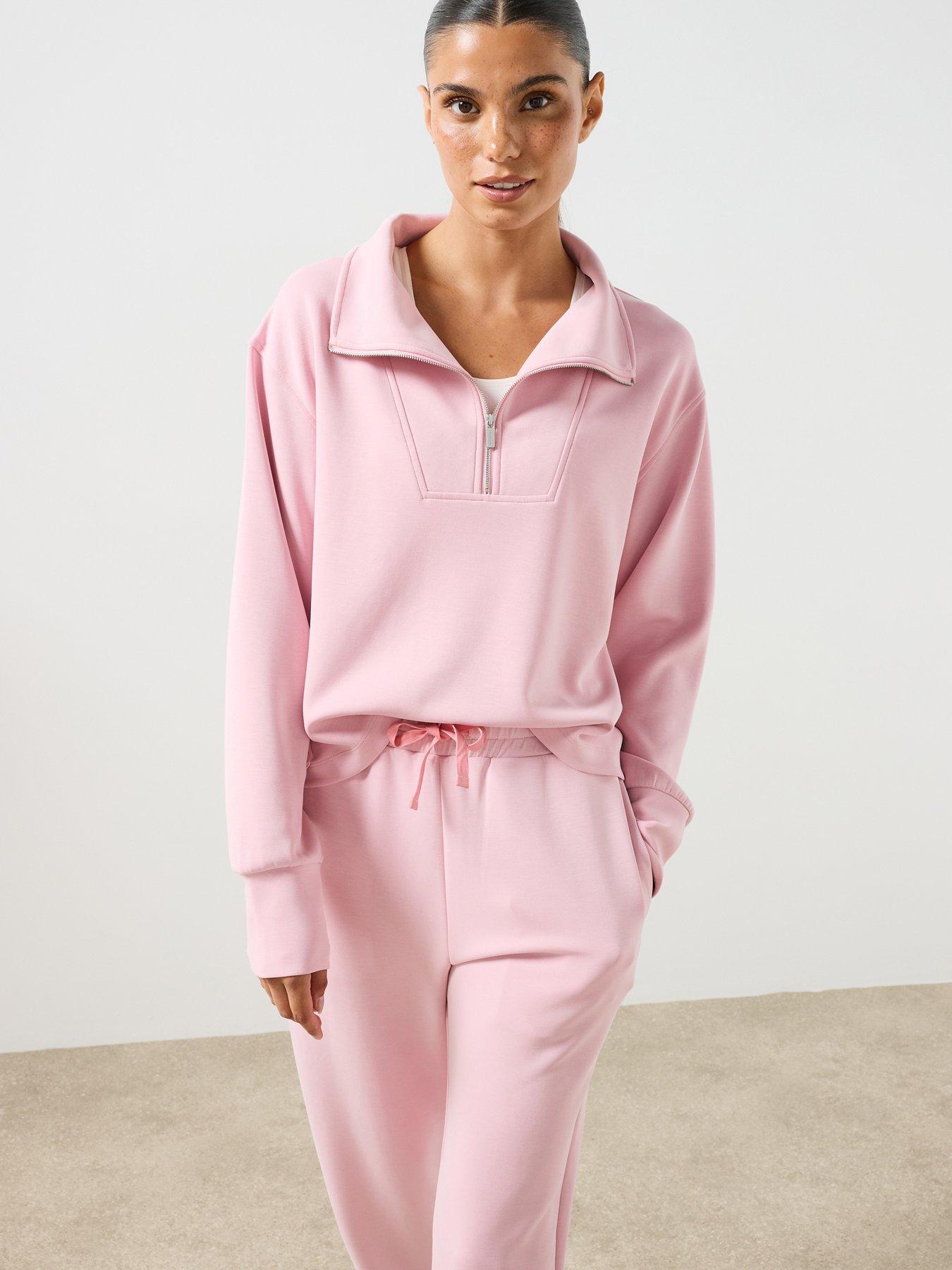 Sweaty Betty Sand Wash Half Zip Crop Sweatshirt - Pink