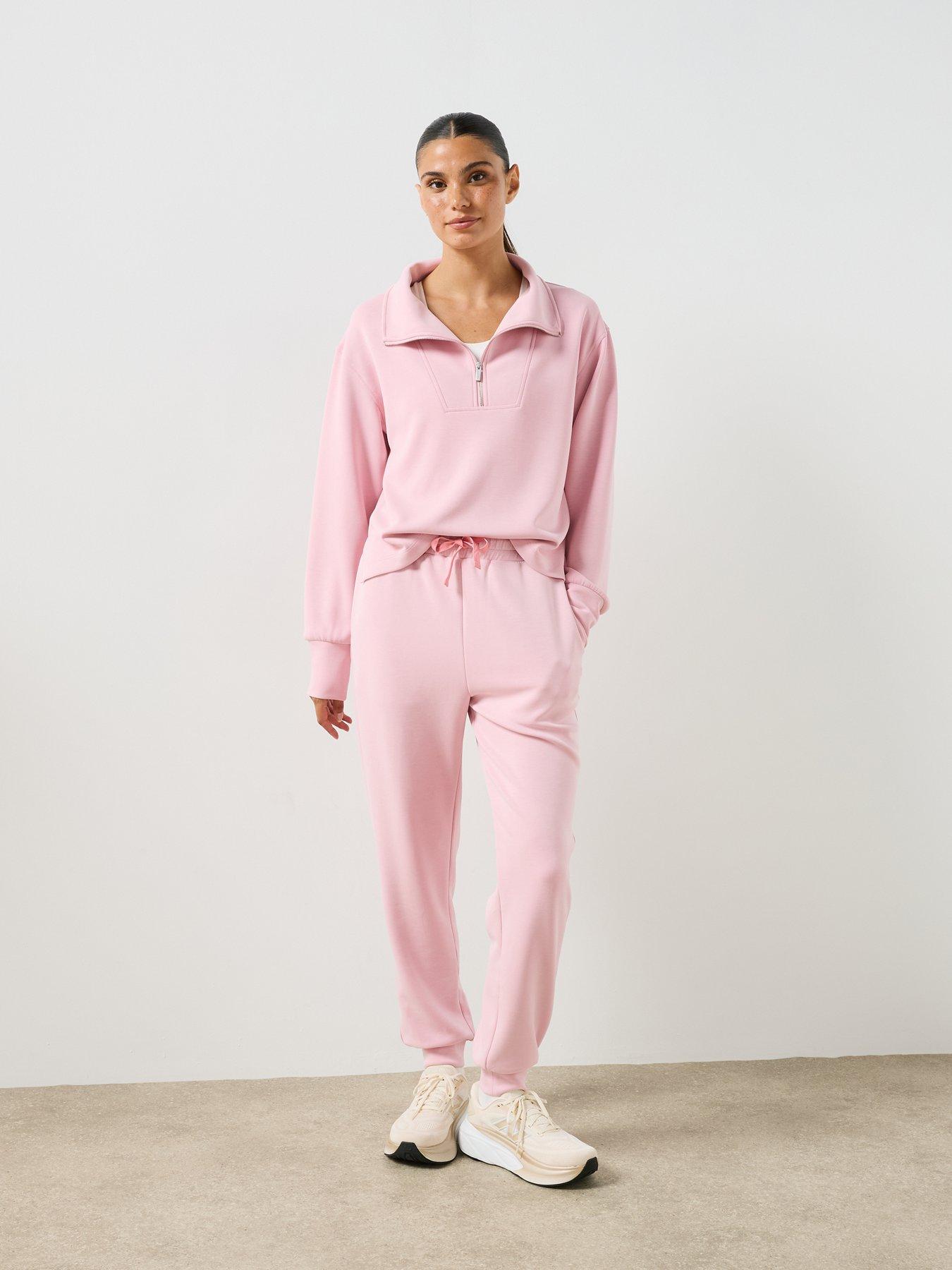 Image 3 of 6 of Sweaty Betty Womens Sand Wash Half Zip Crop Sweatshirt - Pink
