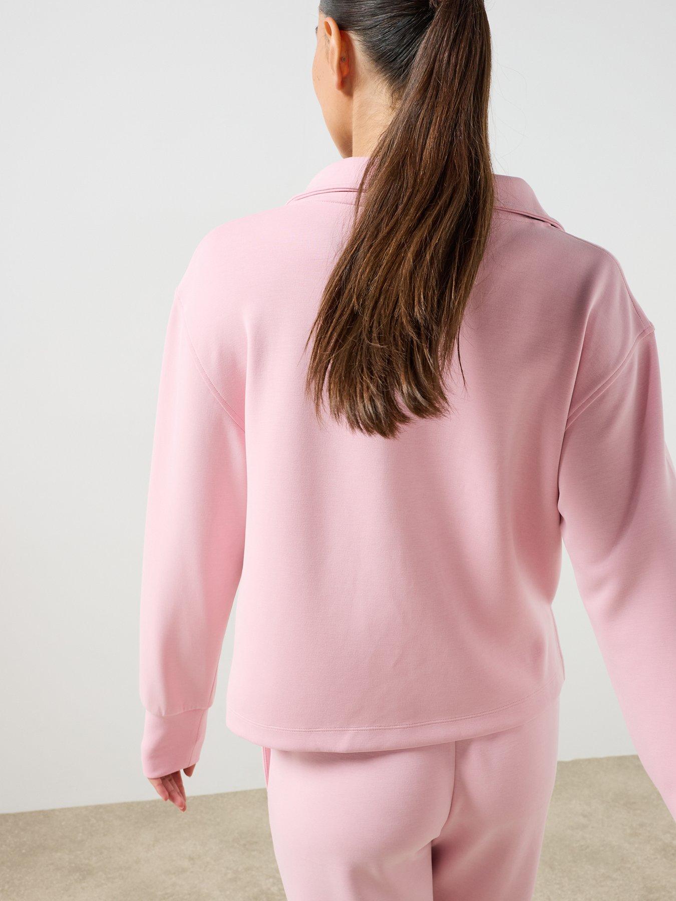 Image 4 of 6 of Sweaty Betty Womens Sand Wash Half Zip Crop Sweatshirt - Pink
