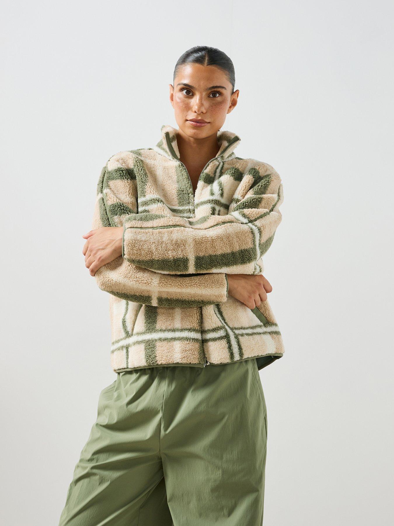Sweaty Betty Womens Training Plush Fleece Contrast Zip Up - Beige